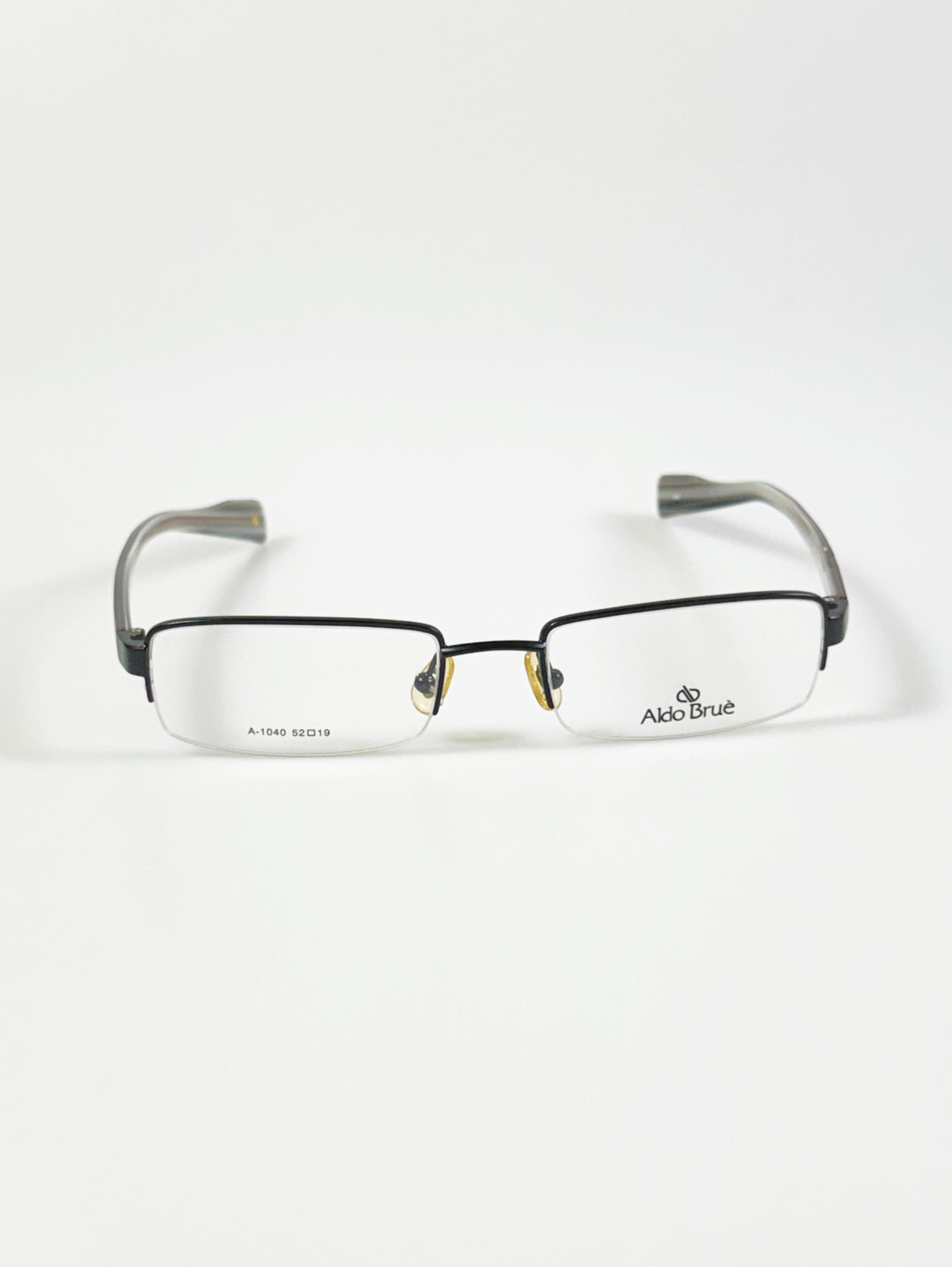 Aldo Brue Black Square Half-Rim Metal Glasses