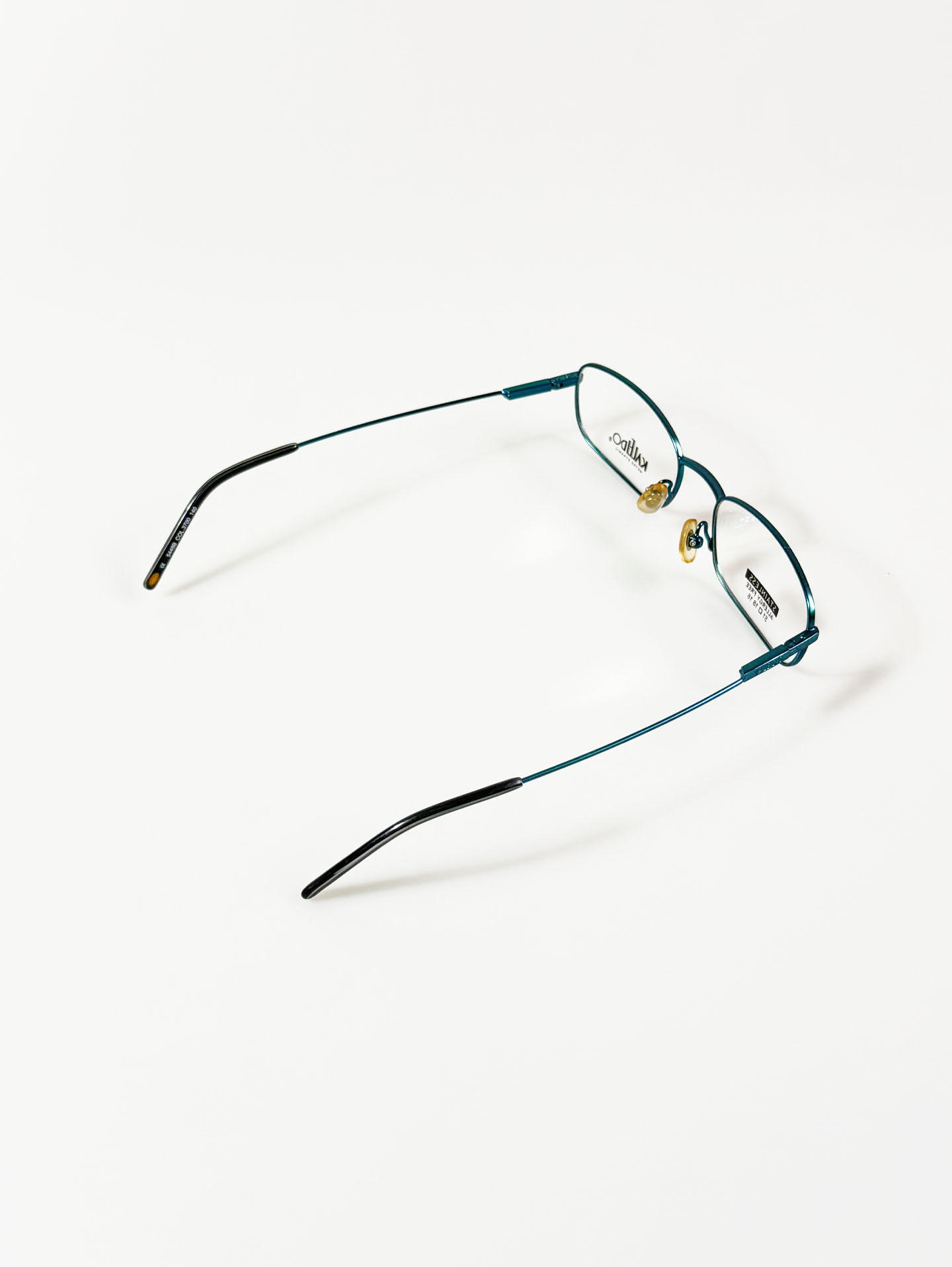 90's KALEIDO Teal Slim Square Metal Frame Glasses