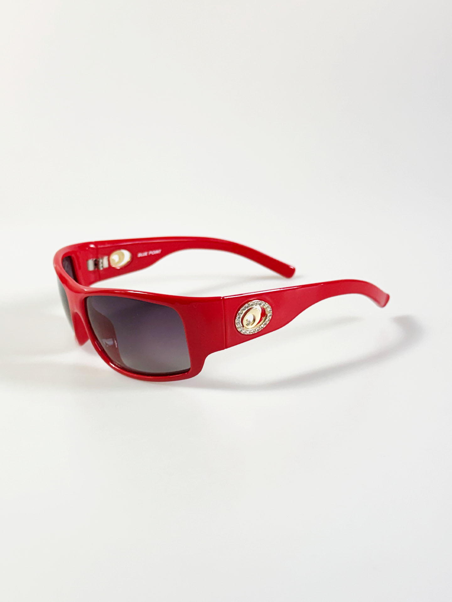 BLUE POINT Red Bold Wraparound Square Sunglasses