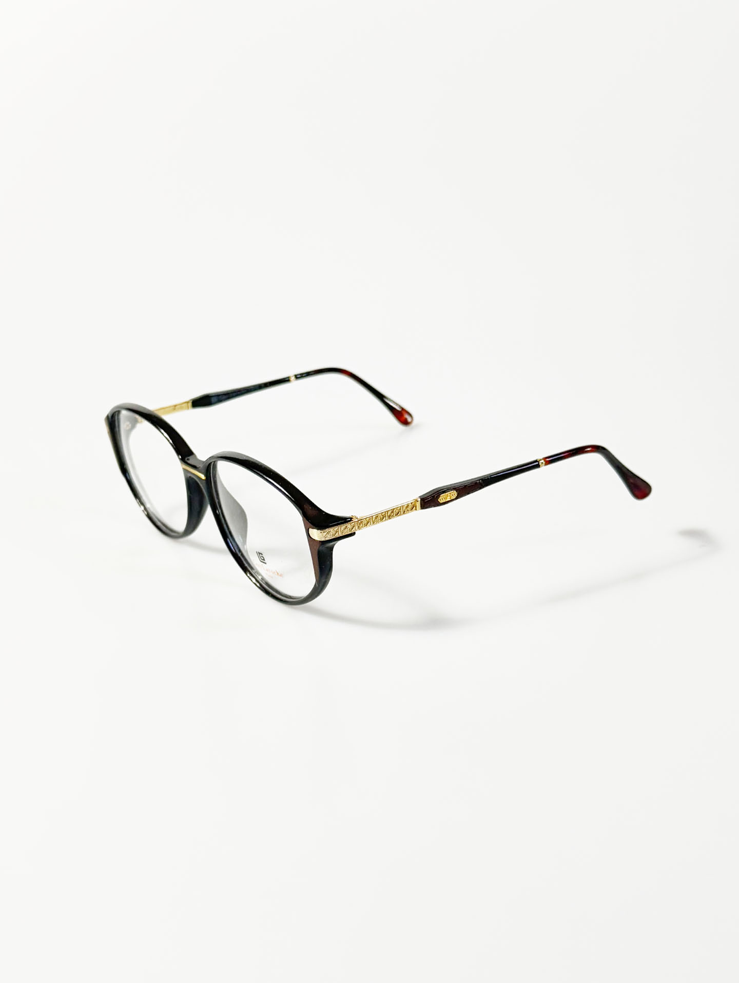 90's Guy Laroche Paris Black Oval Horn-Rim Frame Glasses