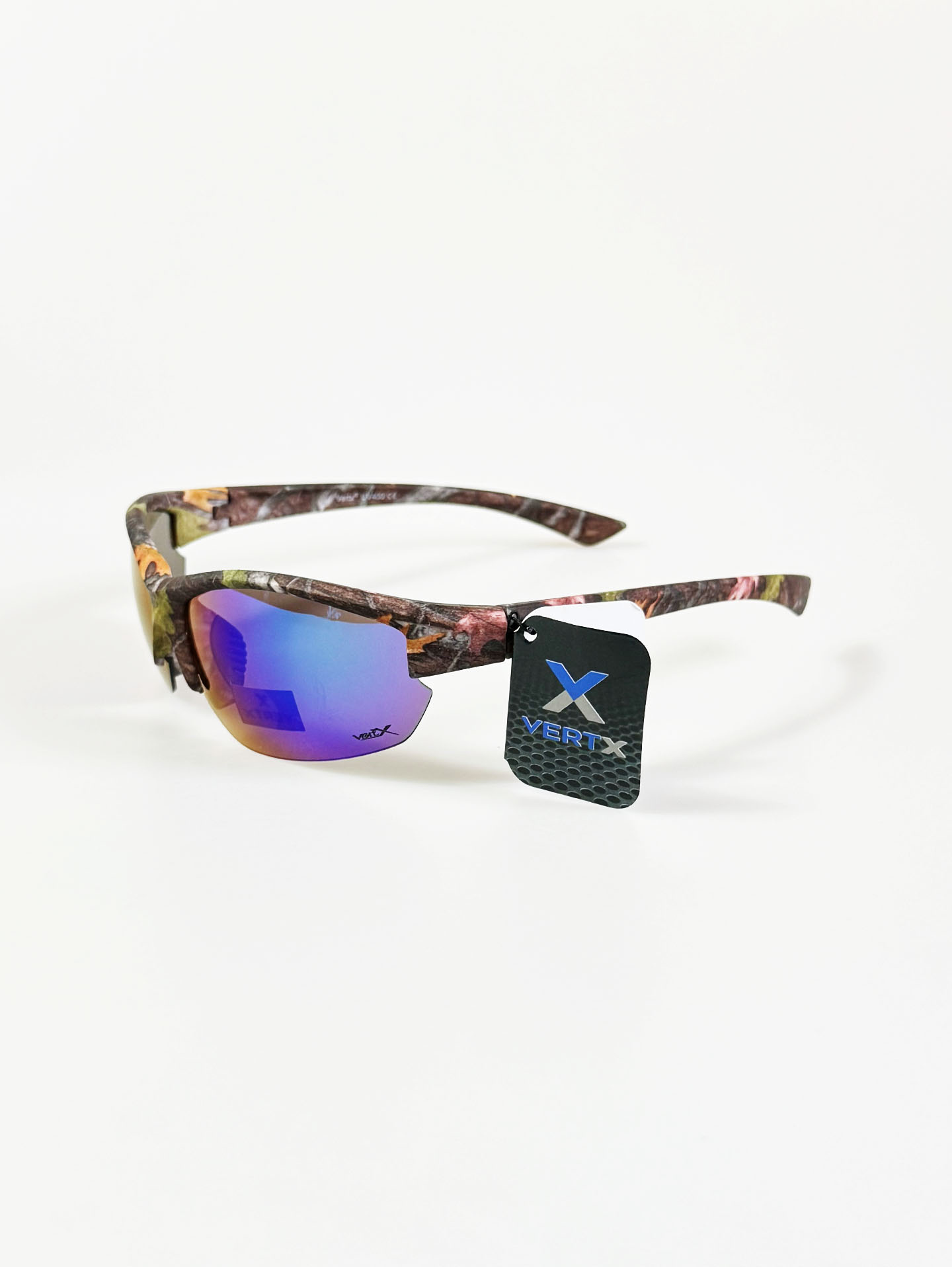 VERTX Realtree Pattern Wraparound Half-Rim Mirrored Sunglasses