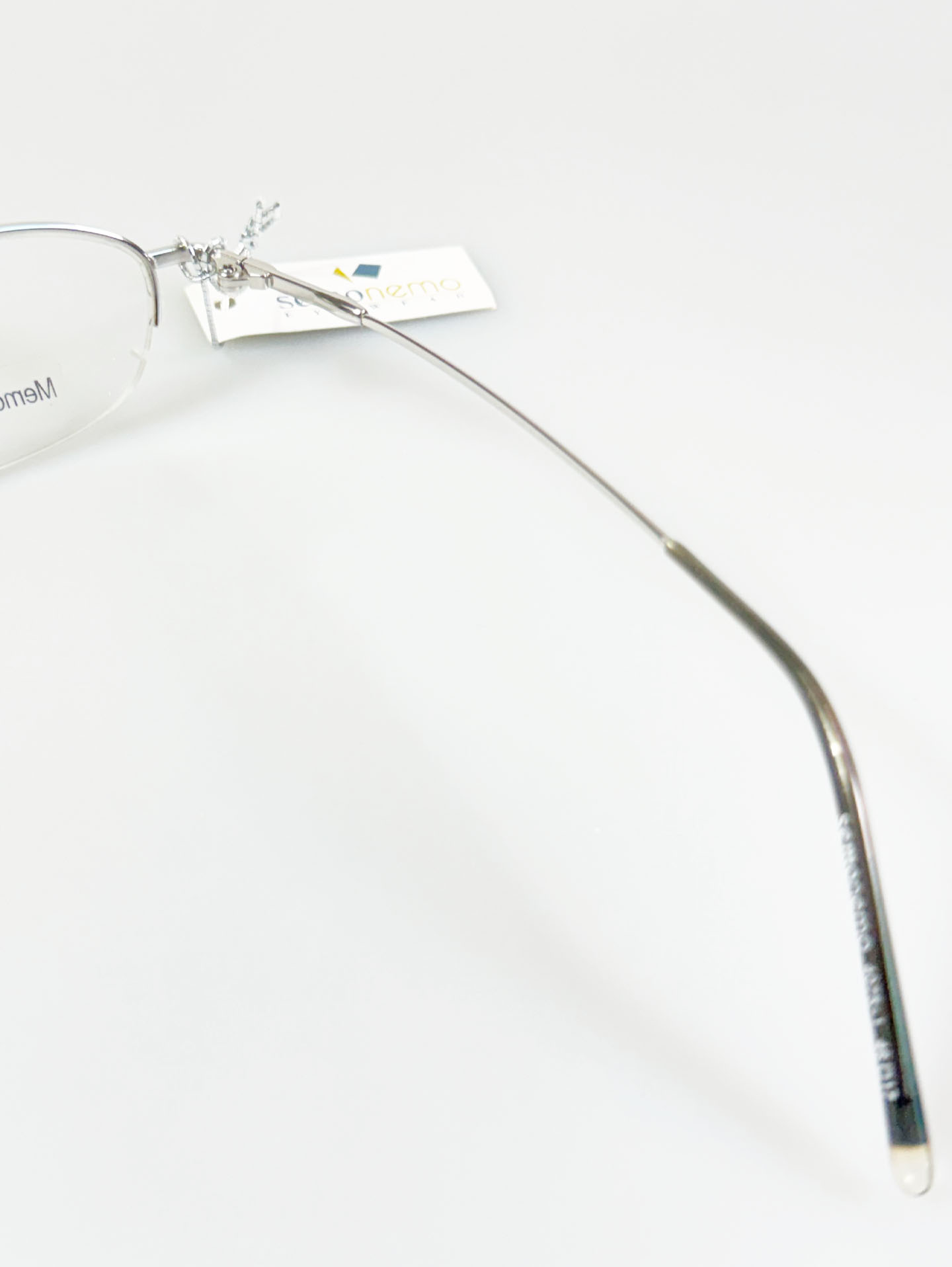SEMONEMO Silver Titanium Half-Rim Oval Glasses