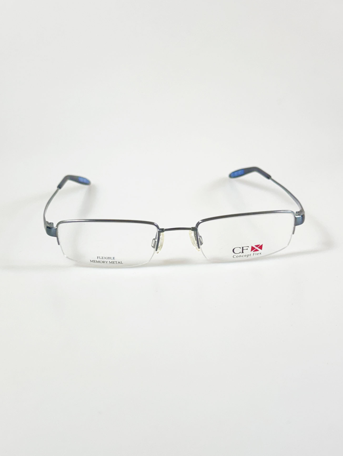 Concept Flex Blue Half-Rim Metal Square Frame Glasses