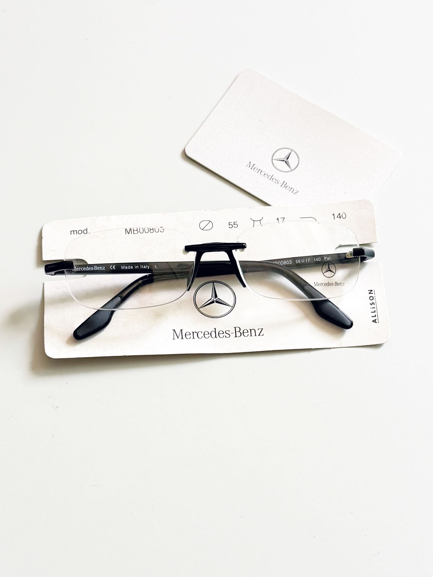 MERCEDES-BENZ Black Rimless Square Frame Glasses