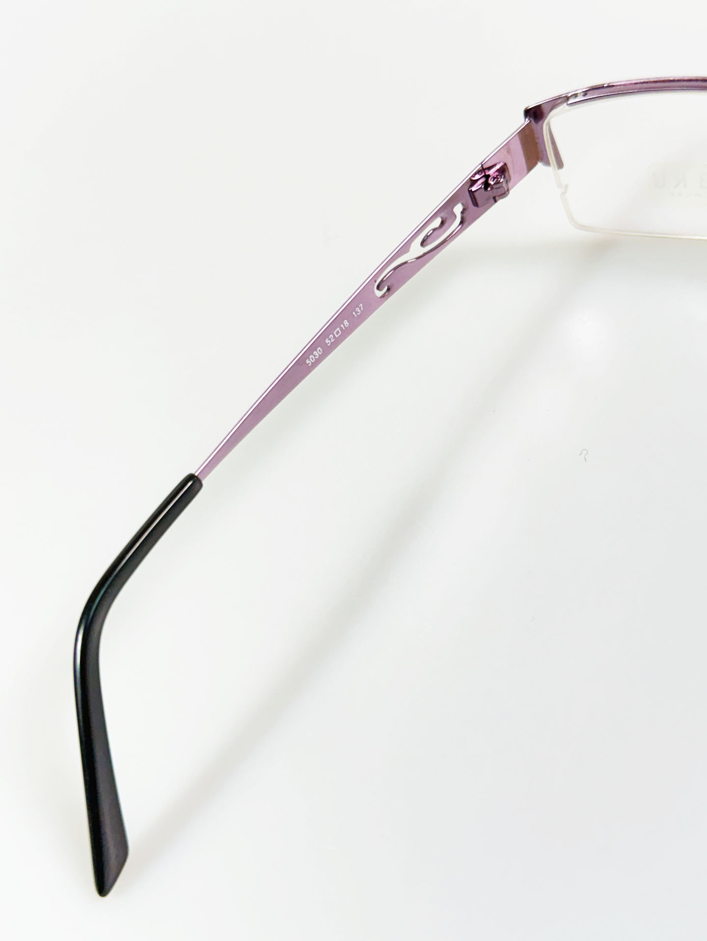 HARU Semi-Rimless Purple Square Metal Frame Glasses