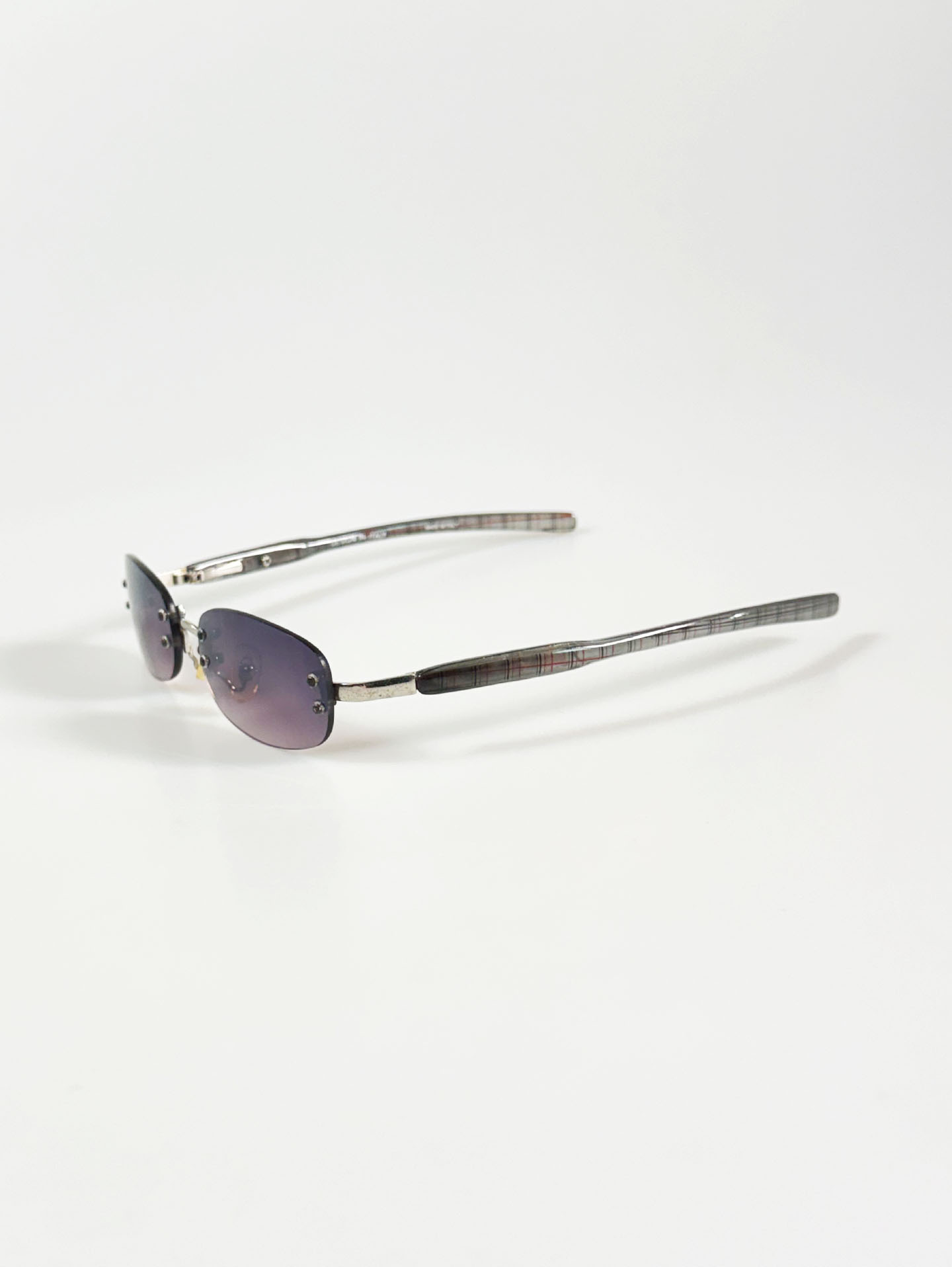Silver Rimless Square Metal Frame Sunglasses
