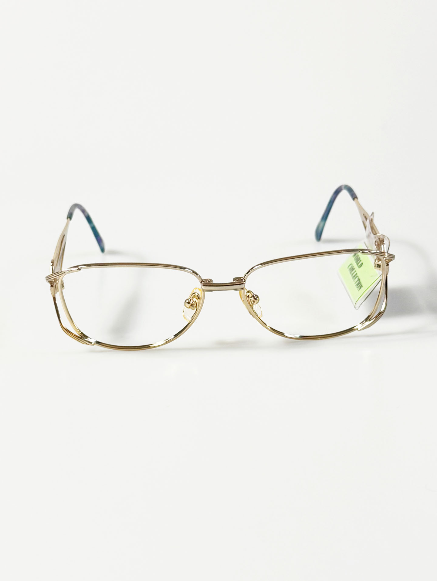 WORLD COLLECTION Gold Metal Slim Square Frame Glasses