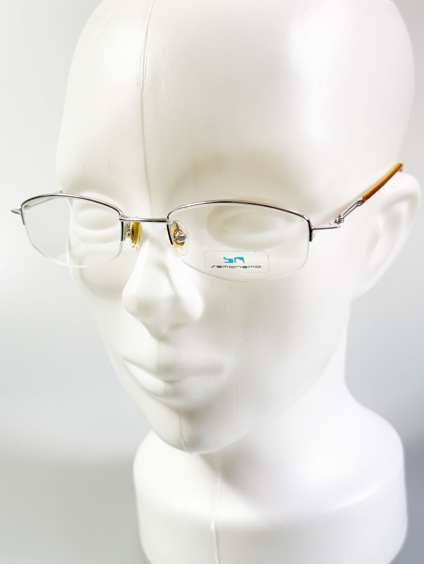 SEMONEMO Eyewear Silver Square Half-Rim Metal Glasses