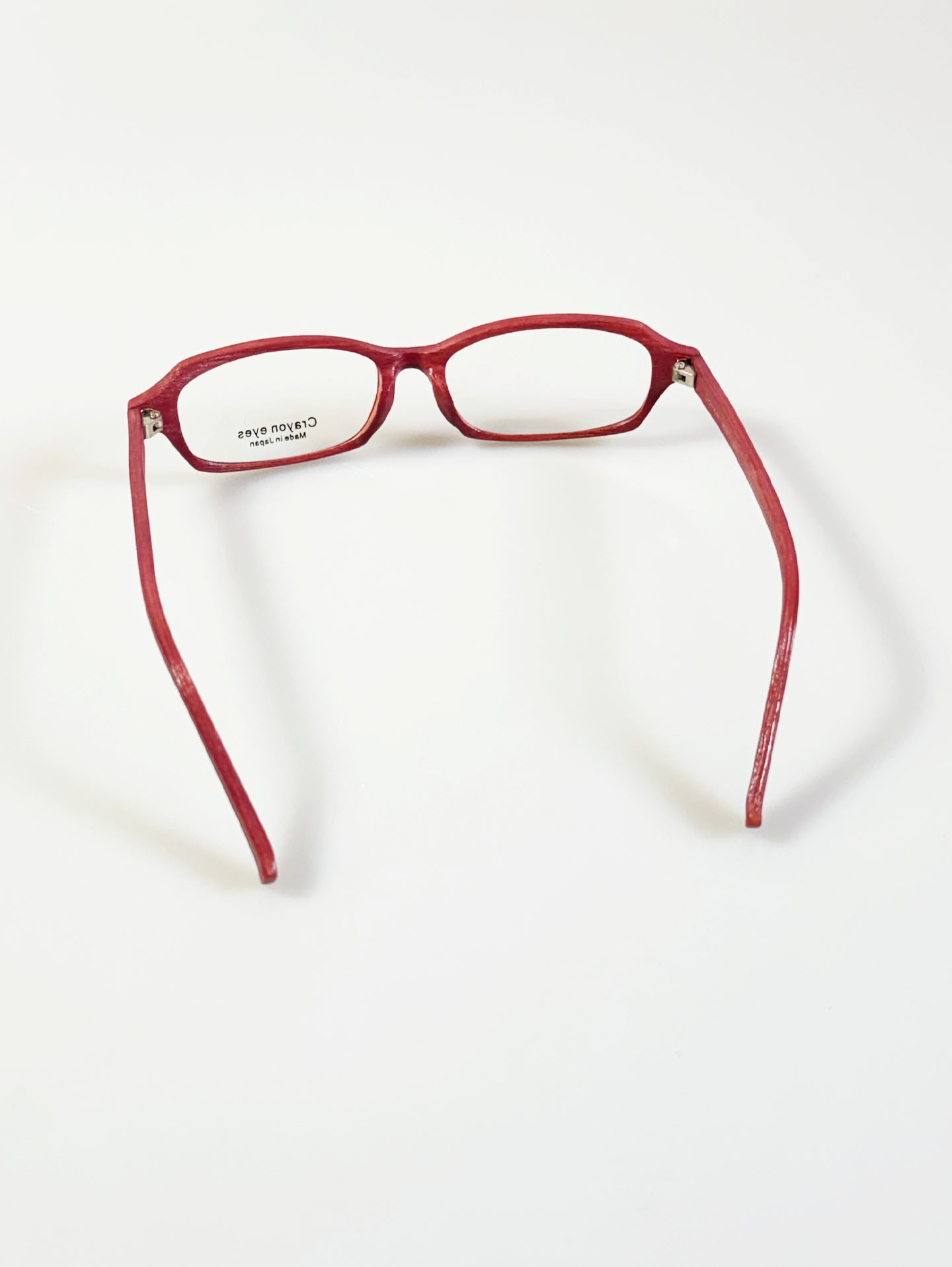 CRAYON EYES Pink Wood Slim Rectangle Frame Glasses (made in Japan)