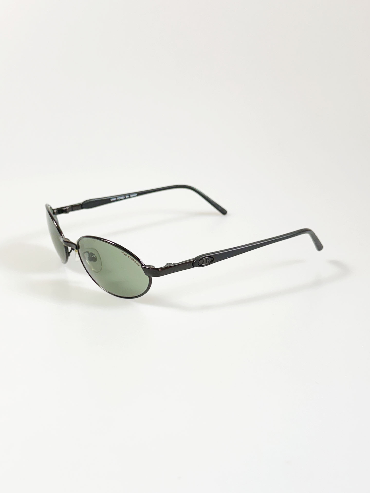 90's VINO ROSSO Black Metal Slim Oval Sunglasses