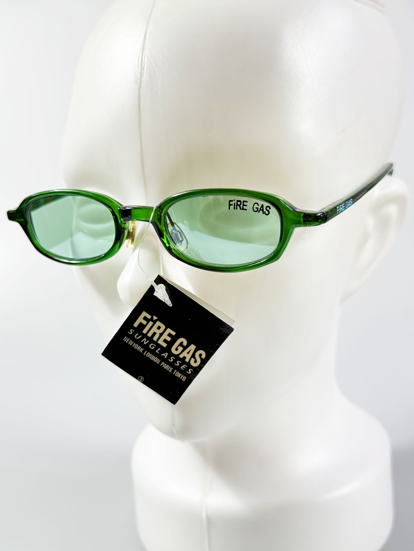 90's FIRE GAS Green Slim Oval Horn-Rim Tinted Sunglasses