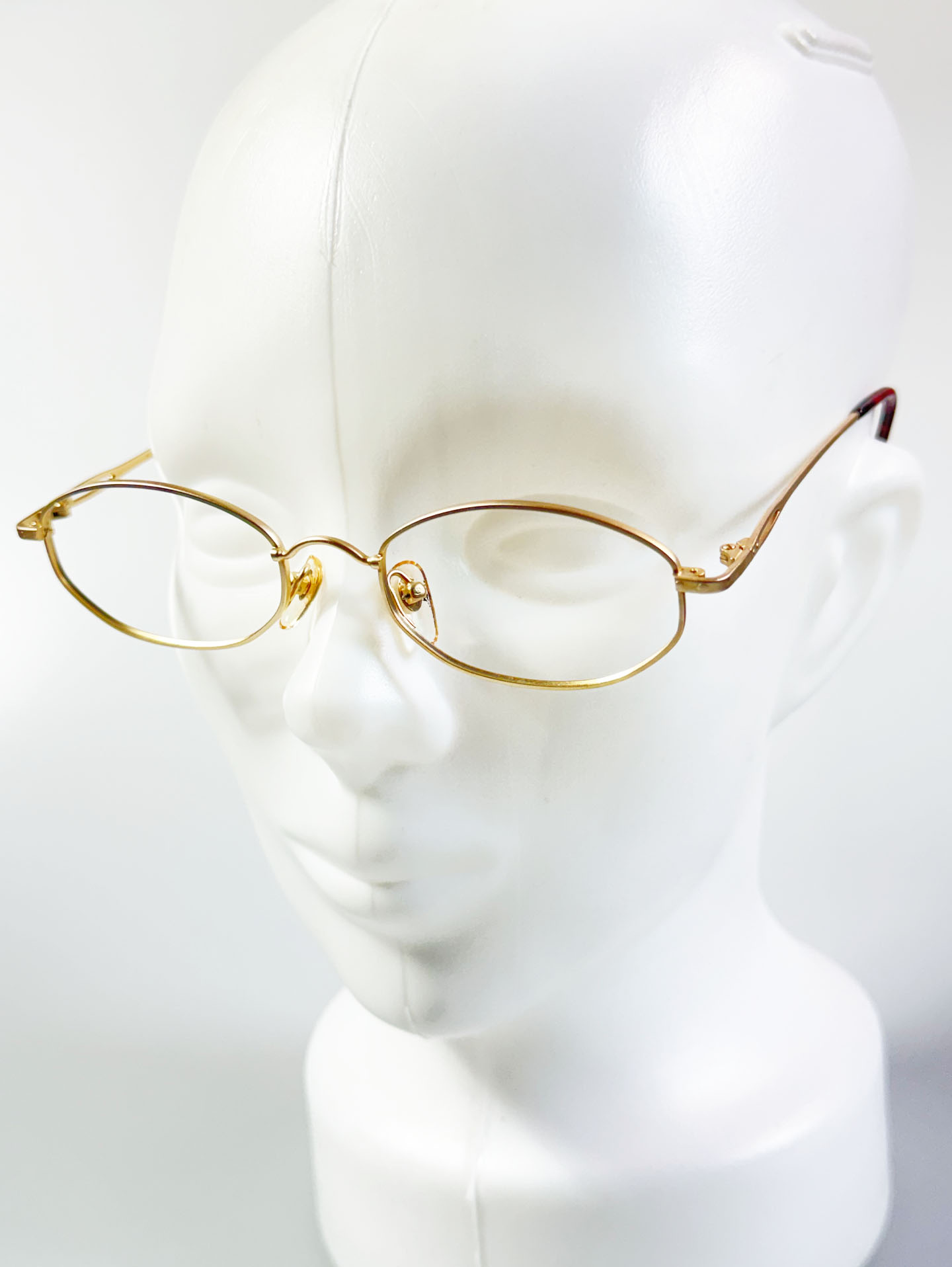 90's OTIC Gold Metal Slim Oval Frame Glasses
