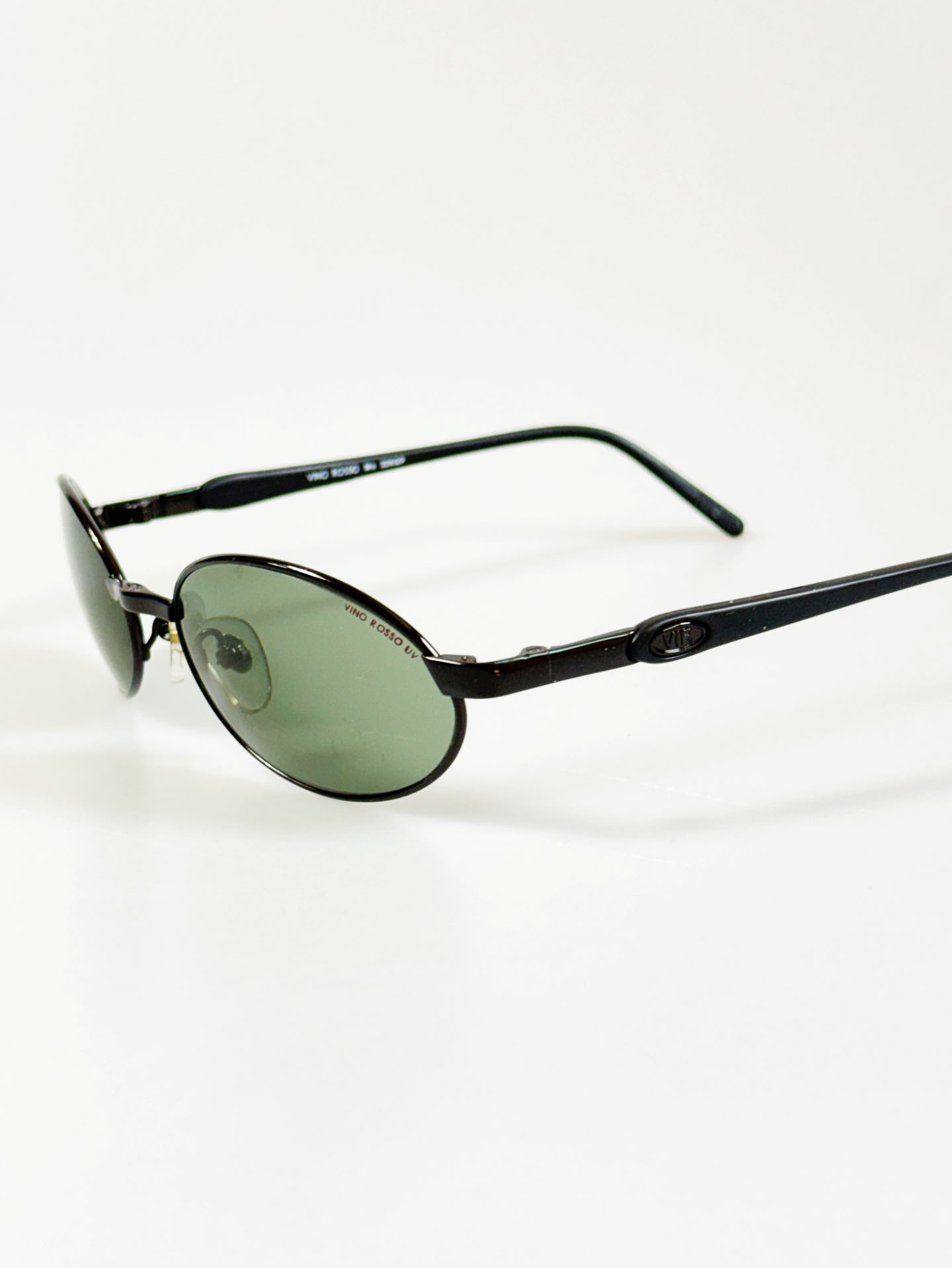 90's VINO ROSSO Black Metal Slim Oval Sunglasses