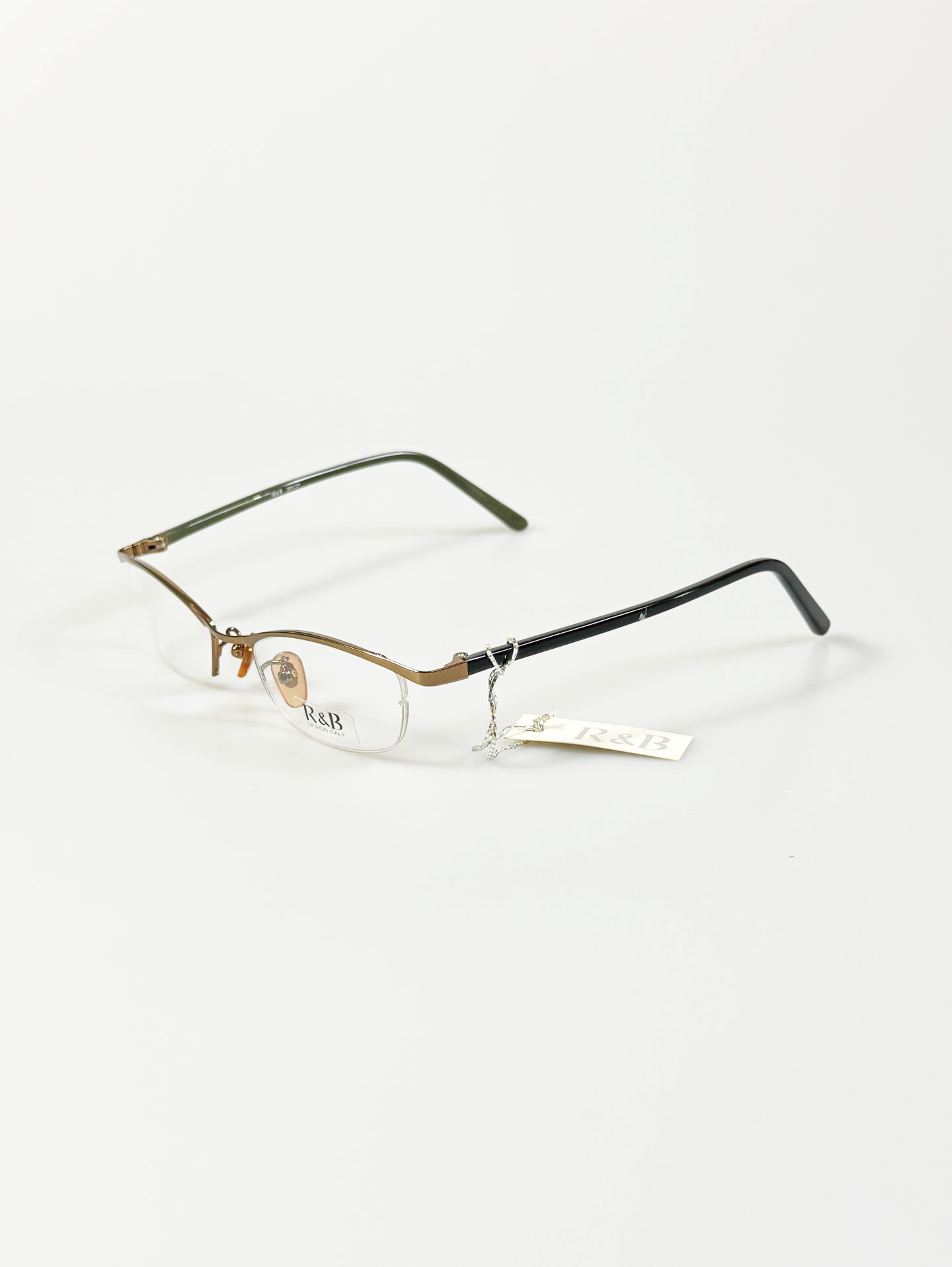 R&B Eyewear Slim Semi-Rimless Gold Tone Metal Frame Glasses