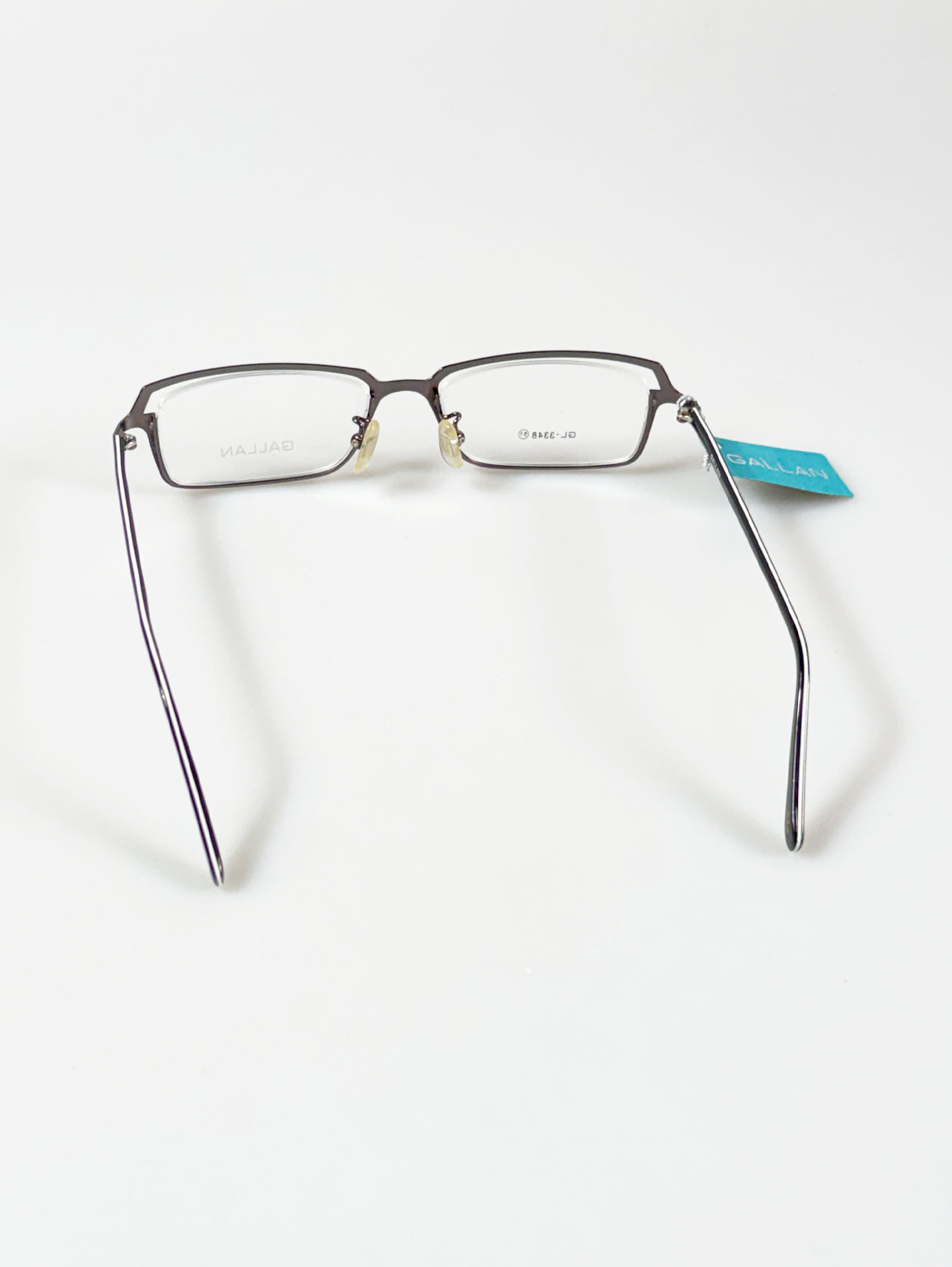 GALLAN Dark Silver Slim Square Metal Frame Glasses