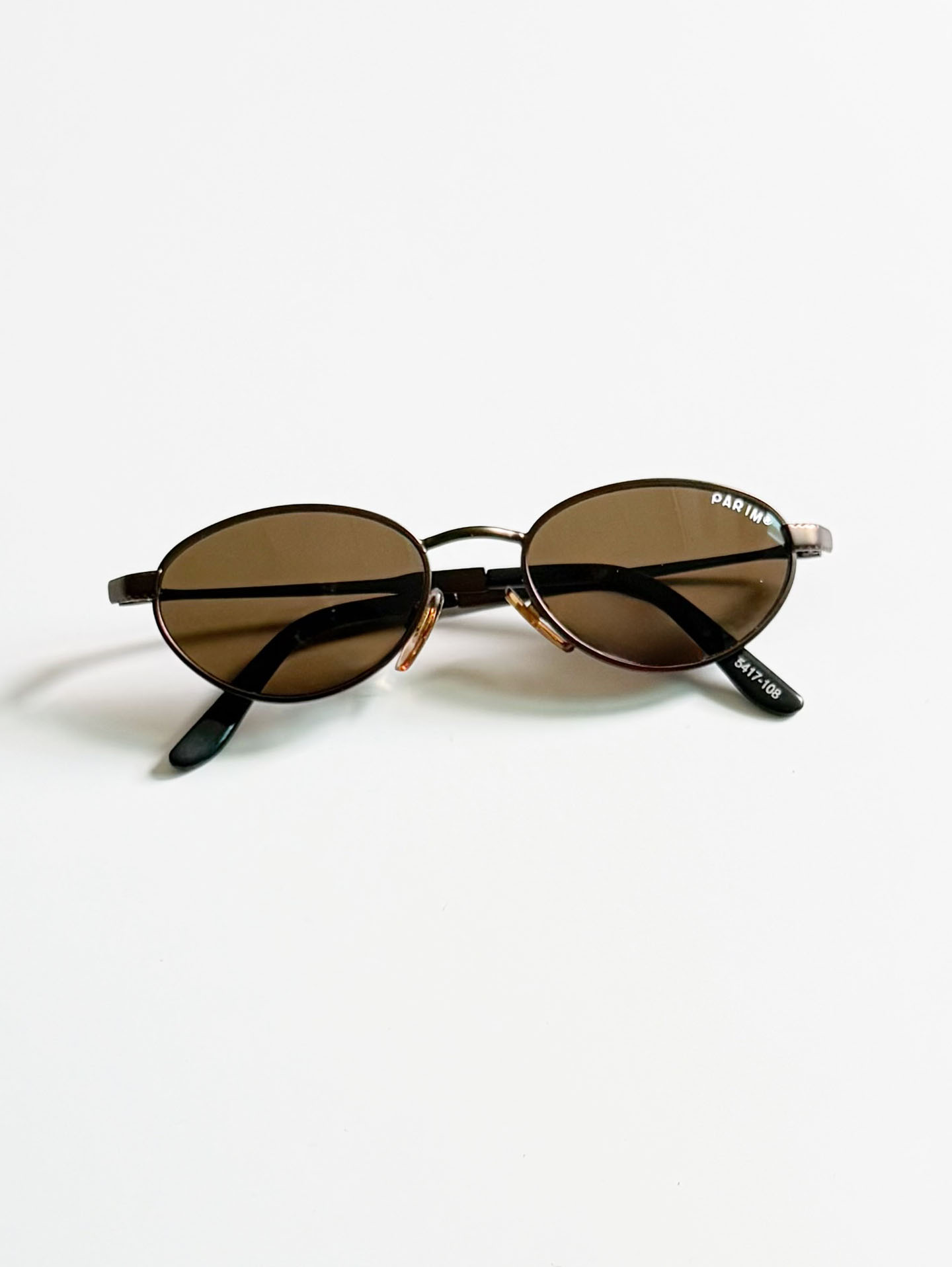 PARIM Brown Slim Oval Metal Frame Tint Sunglasses