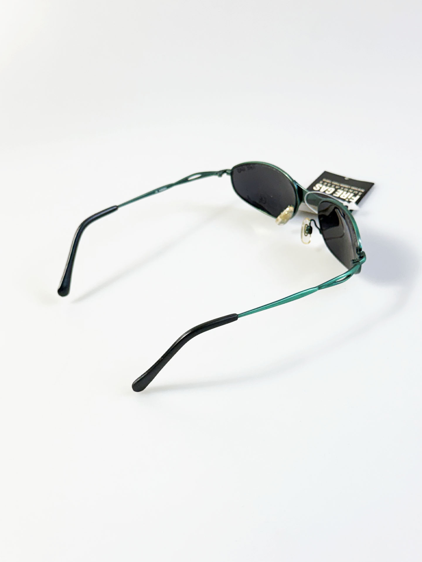 90's FIRE GAS Green Slim Oval Metal Sunglasses