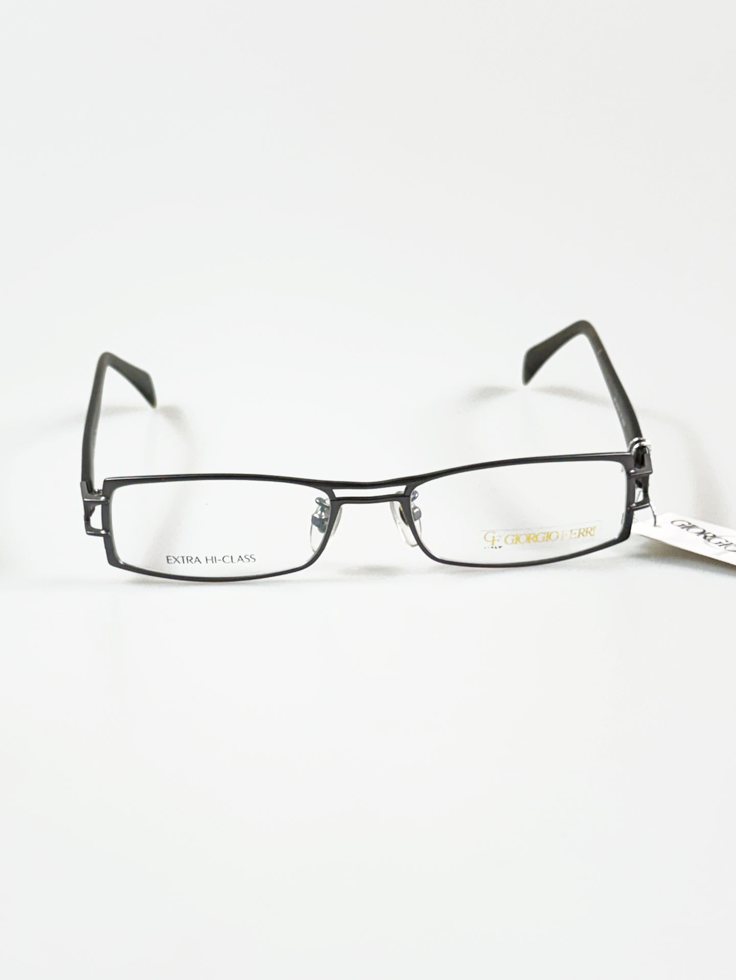 GIORGIO FERRI Silver Gray Double-Bridge Slim Square Metal Glasses