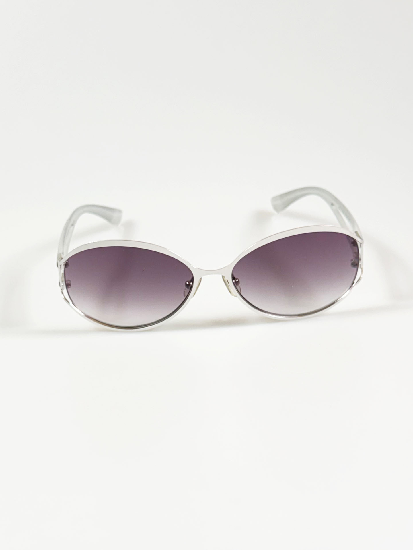 90's TROY Silver Oval Metal Frame Sunglasses