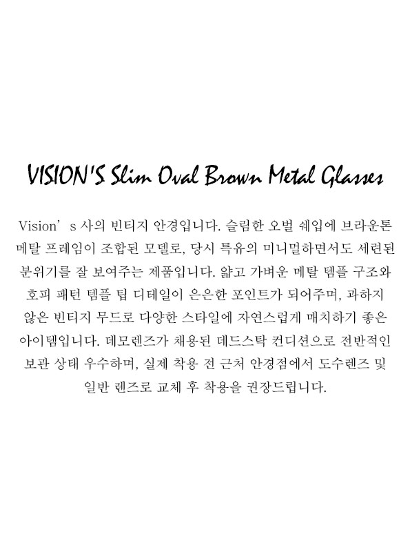 VISION'S Slim Oval Brown Metal Glasses