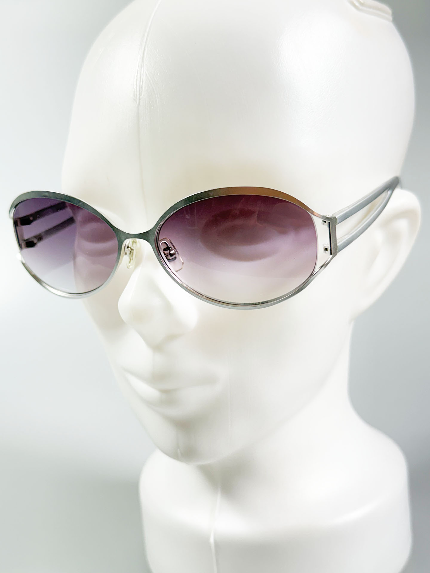 90's TROY Silver Oval Metal Frame Sunglasses