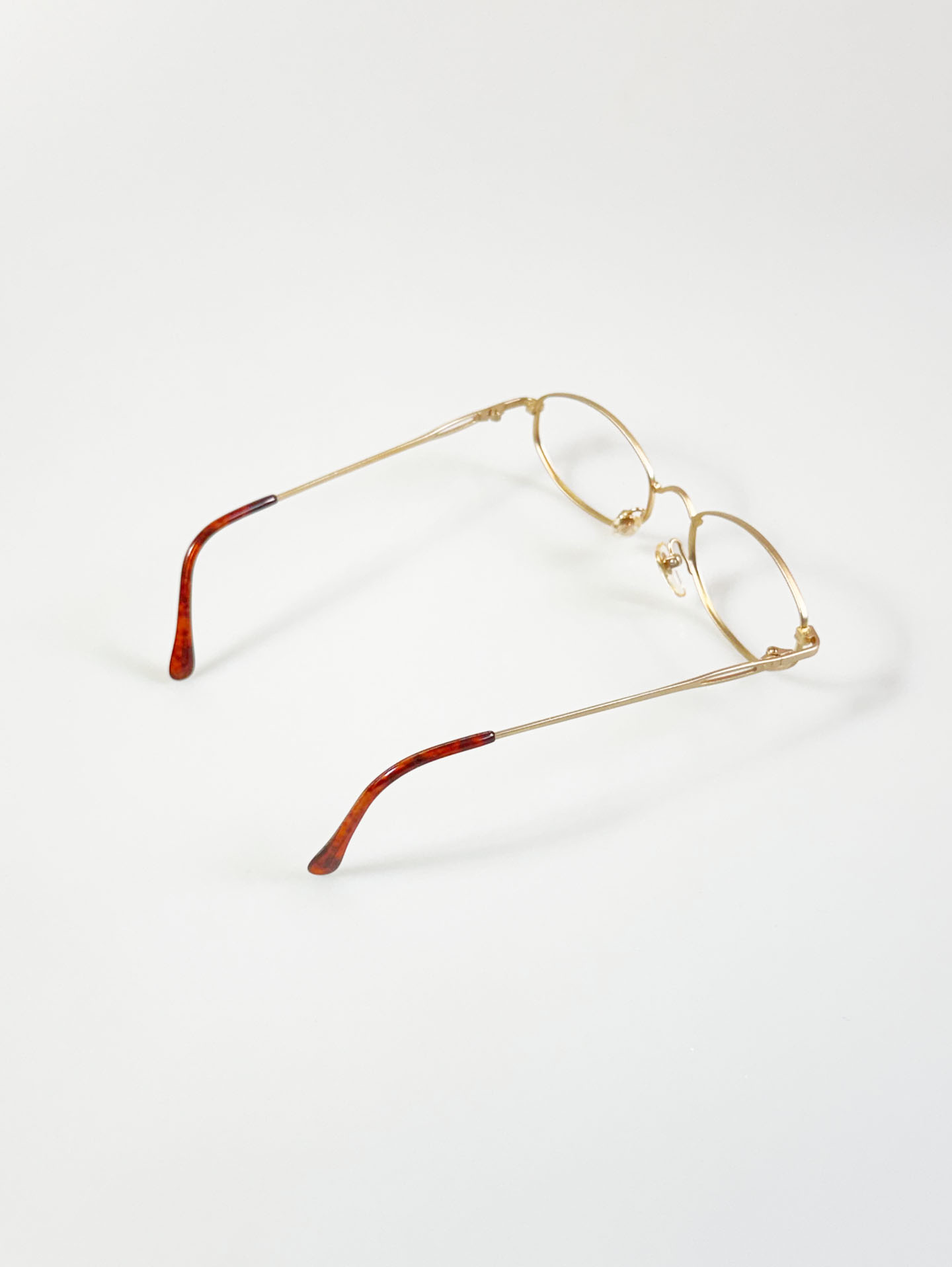 90's OTIC Gold Metal Slim Oval Frame Glasses