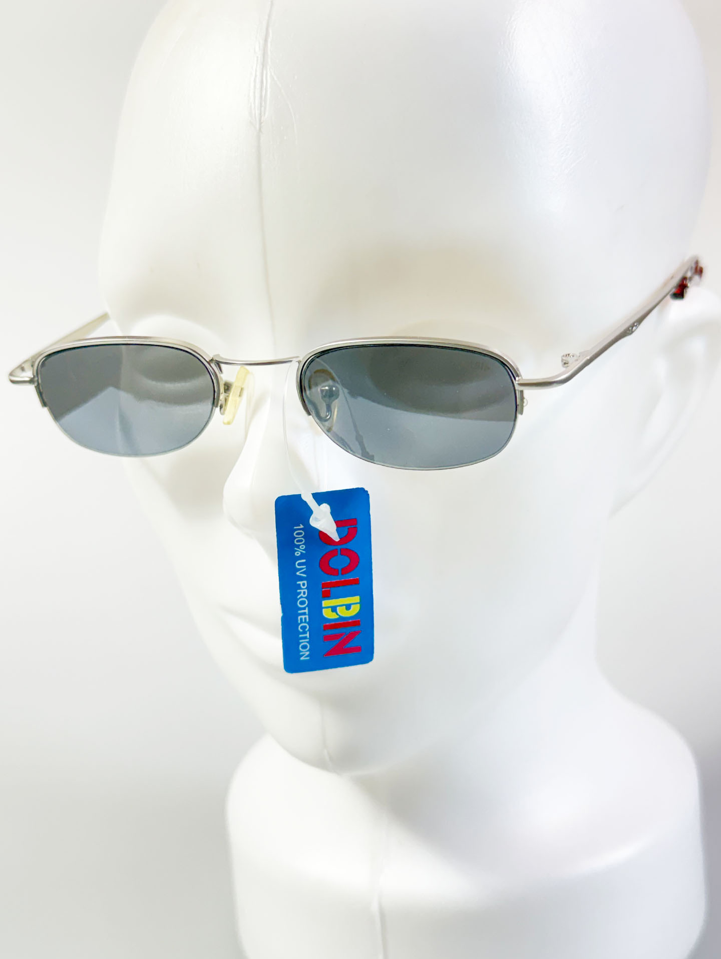 90’s DOLBIN Silver Square Semi-Rimless Metal Frame Sunglasses