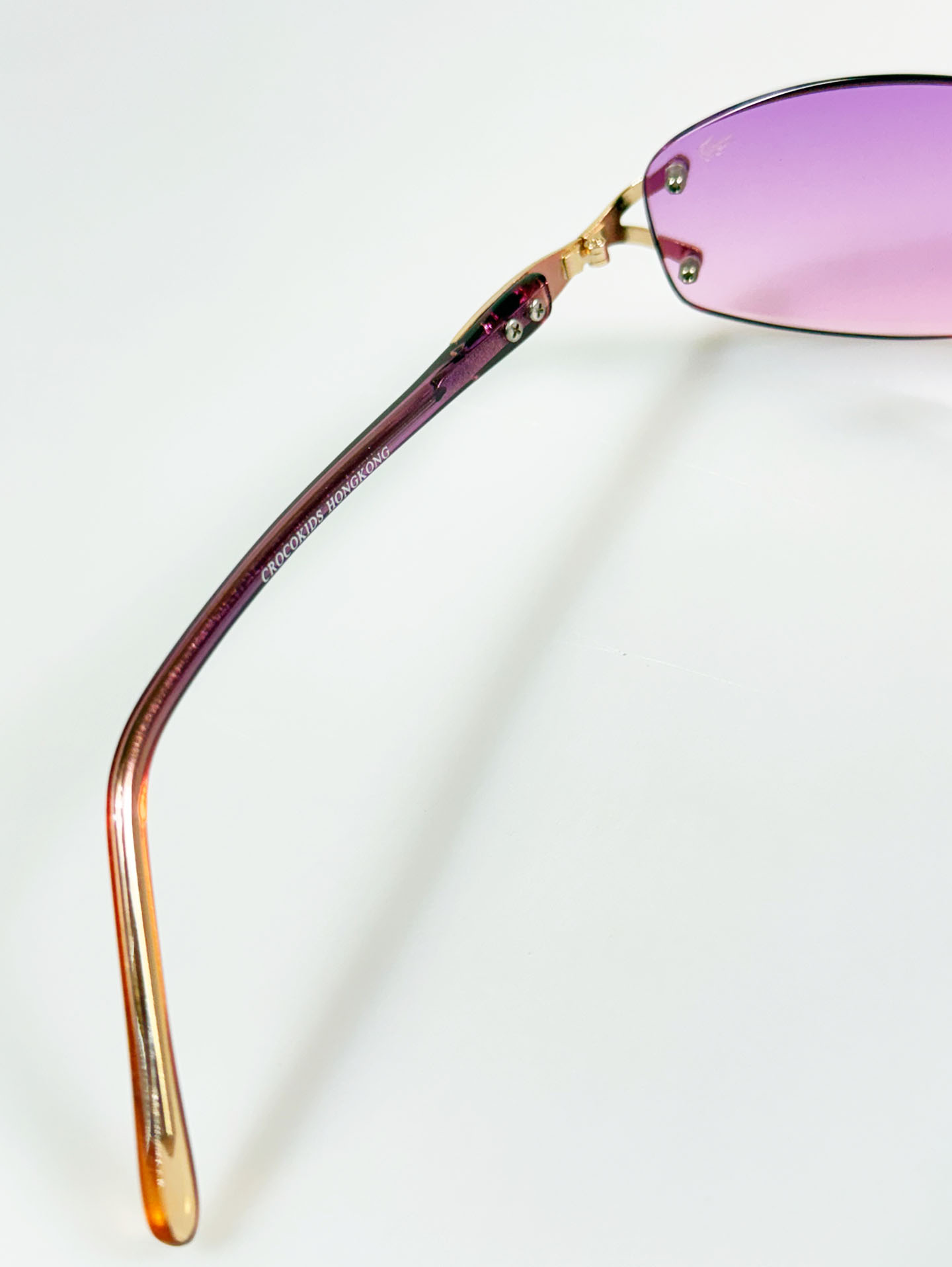 90's CROCOKIDS Purple Rimless Square Metal Tint Sunglasses
