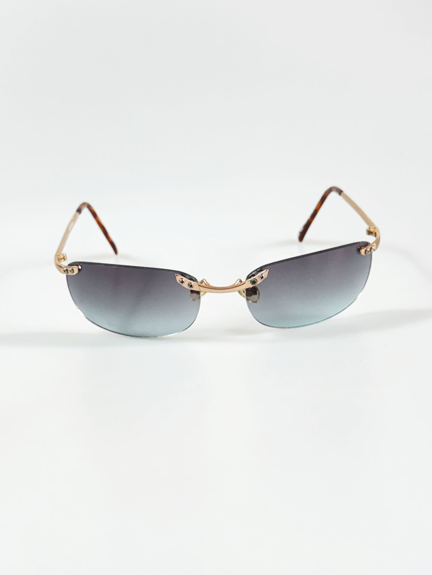 Gold Rimless Square Metal Sunglasses