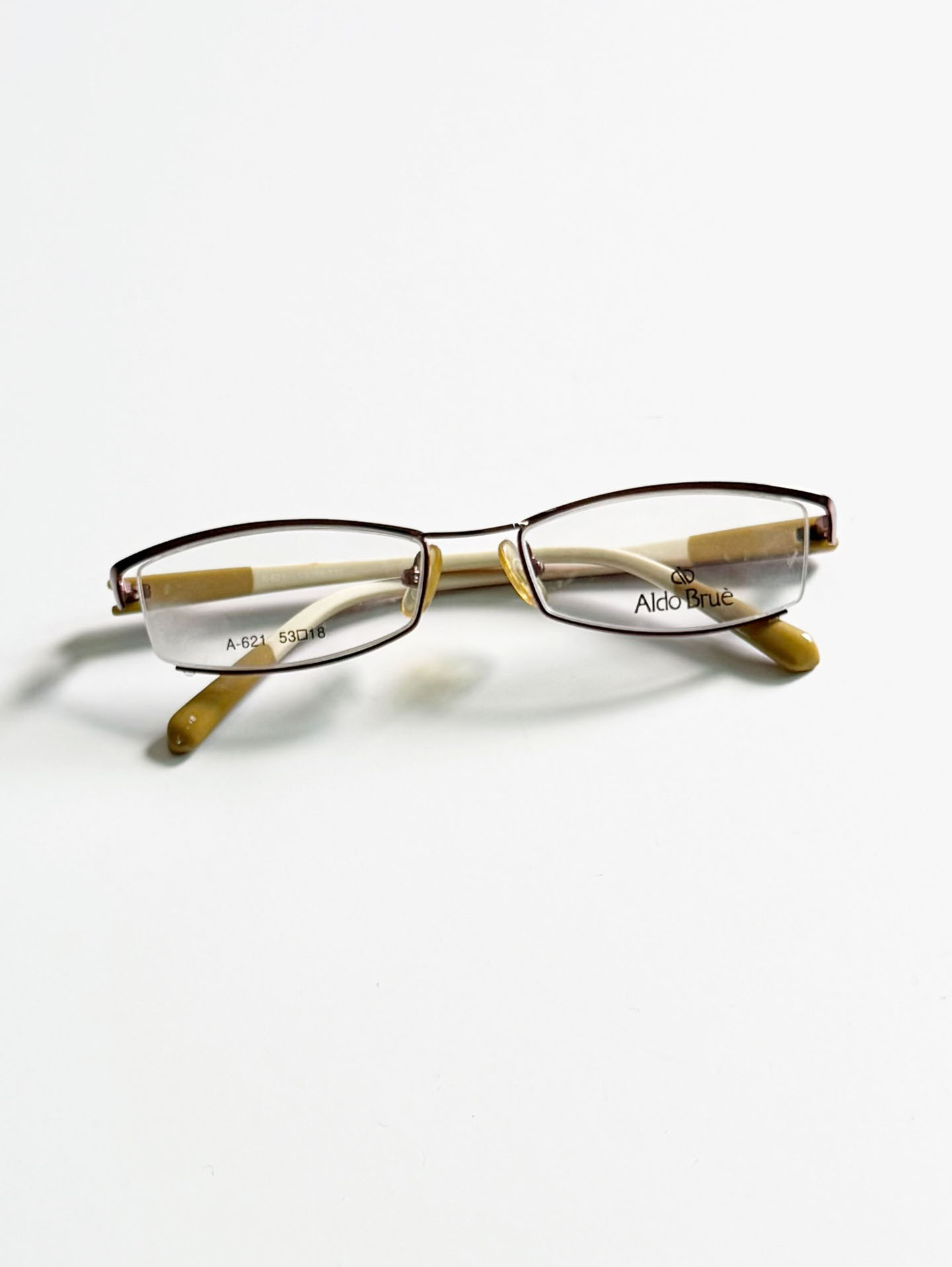 Aldo Brue Rose Pink Square Semi-Rimless Metal Glasses