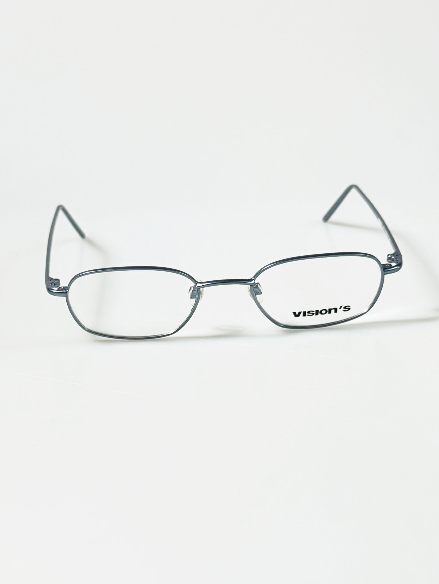 90's VISION'S Blue Slim Square Metal Frame Glasses