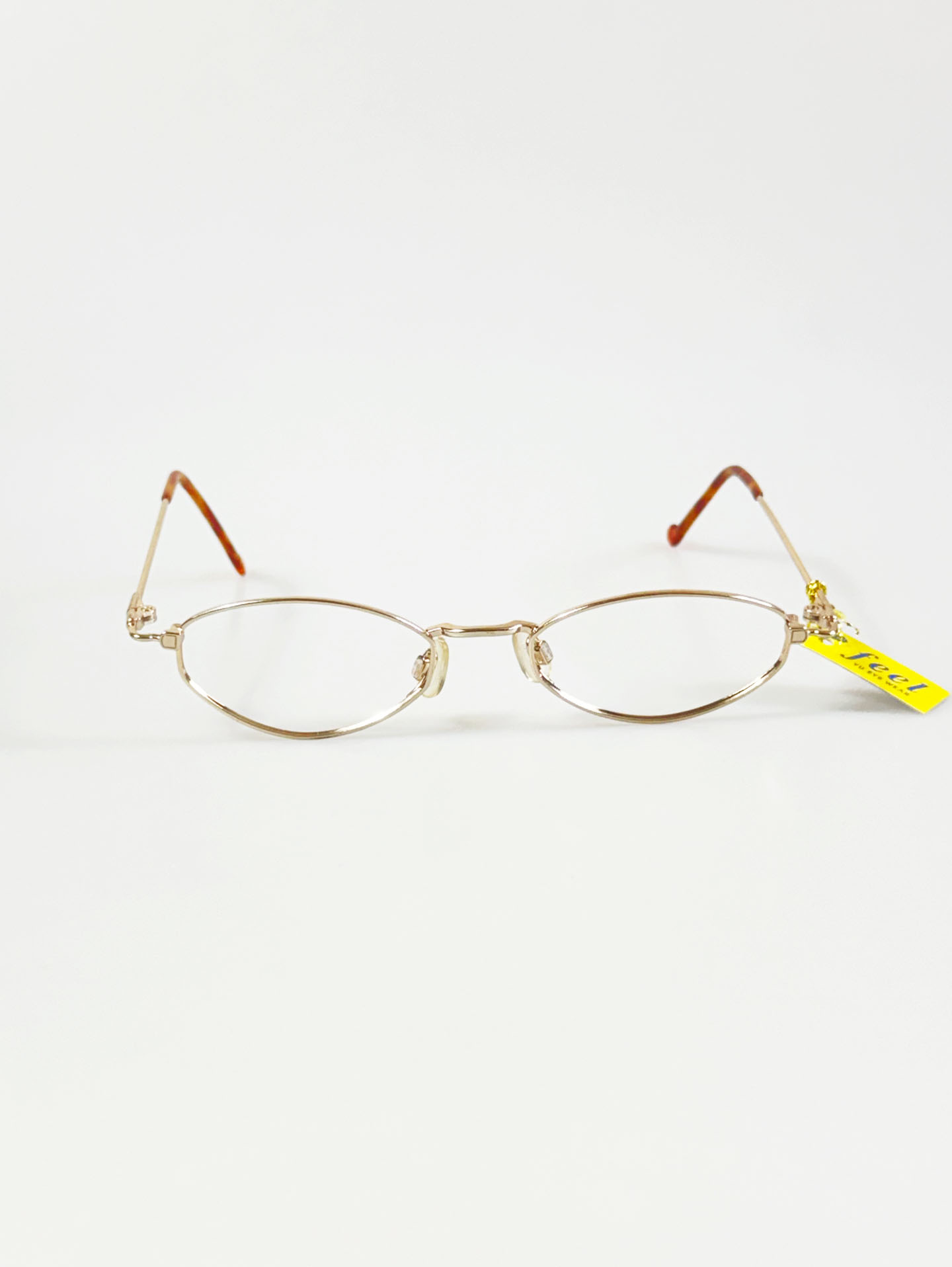 90’s FEEL Gold Slim Oval Metal Frame Glasses