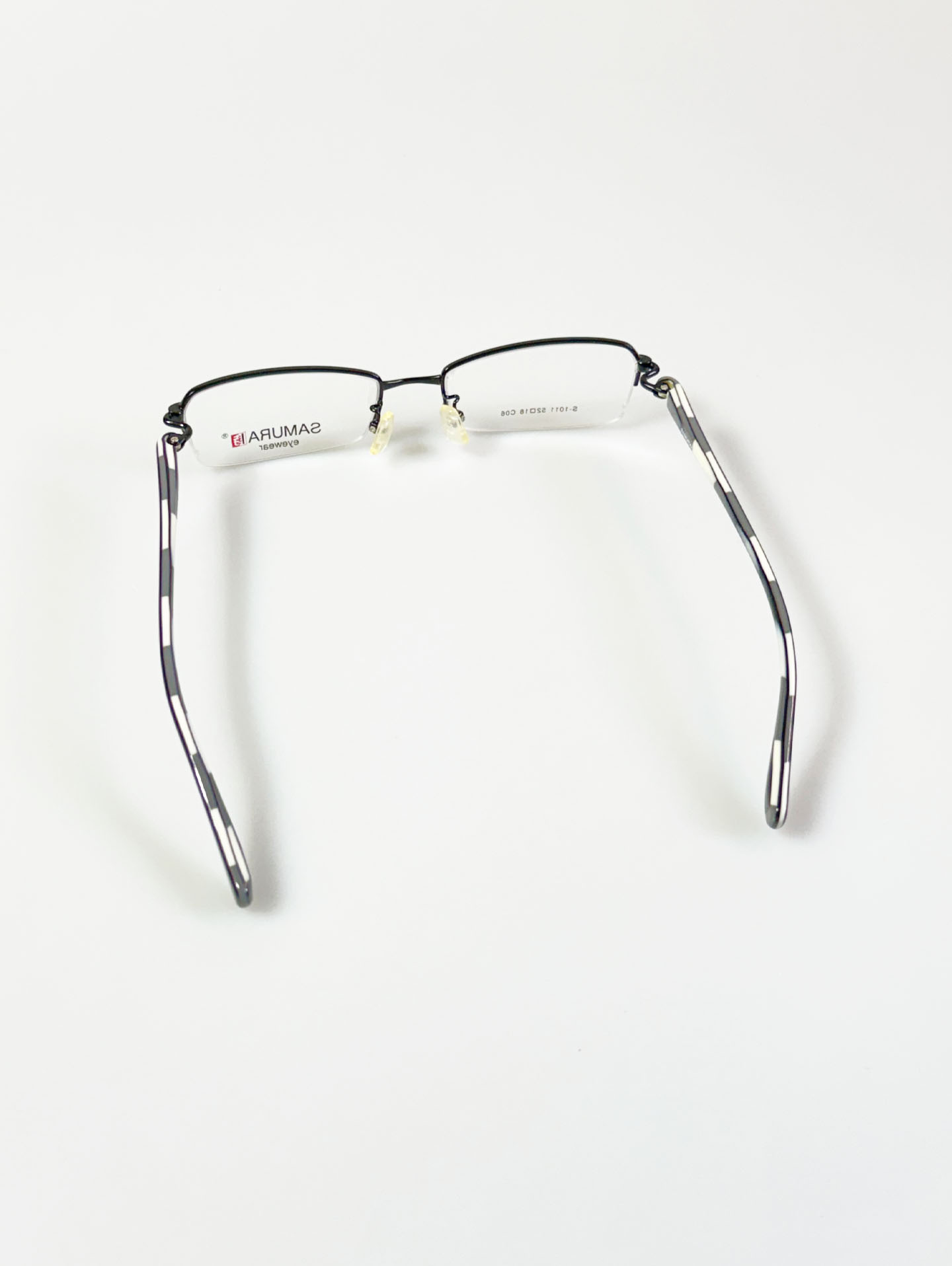 SAMURAI Eyewear Black Half Rim Square Metal Frame Glasses