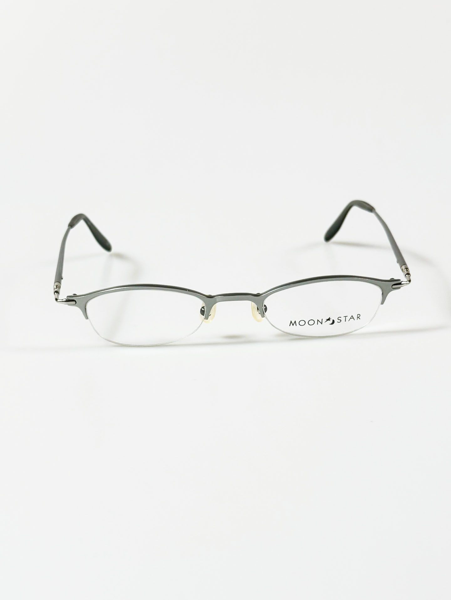Moon Star Silver Slim Oval Semi-Rimless Metal Frame Glasses