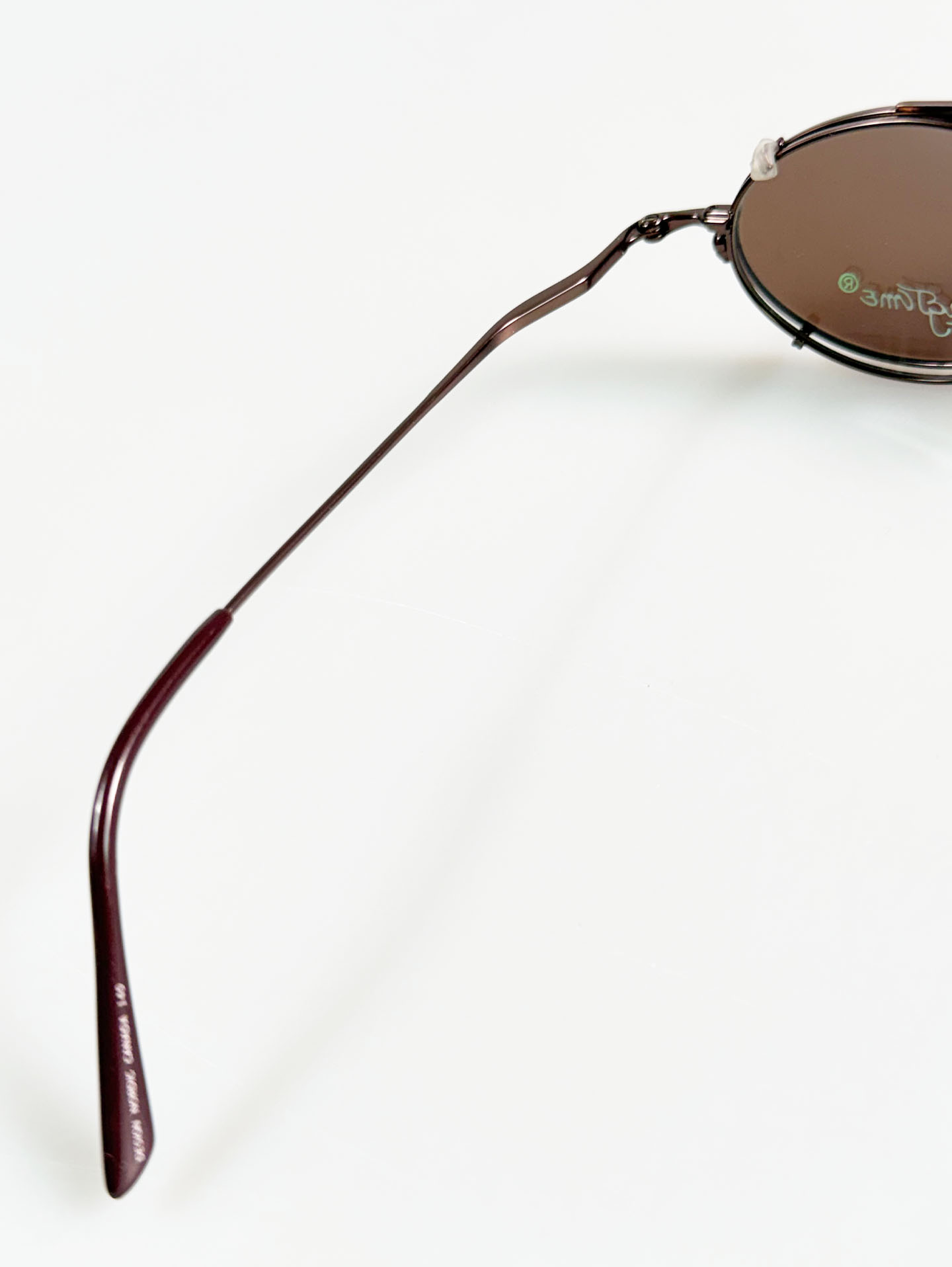 90's RAGTIME Brown Slim Oval Metal Clip-On Glasses