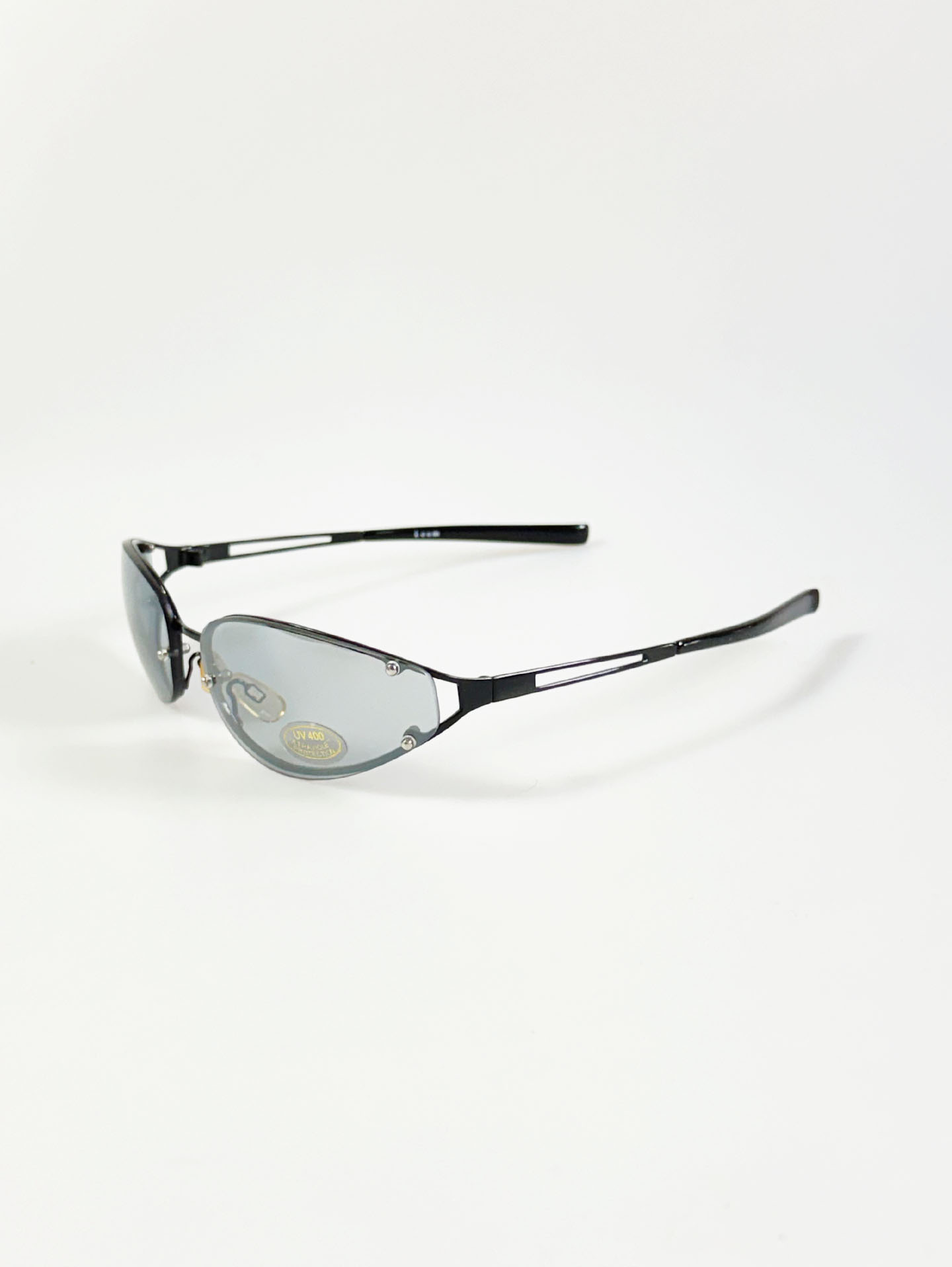I.COM Black Rimless Oval Metal Sunglasses