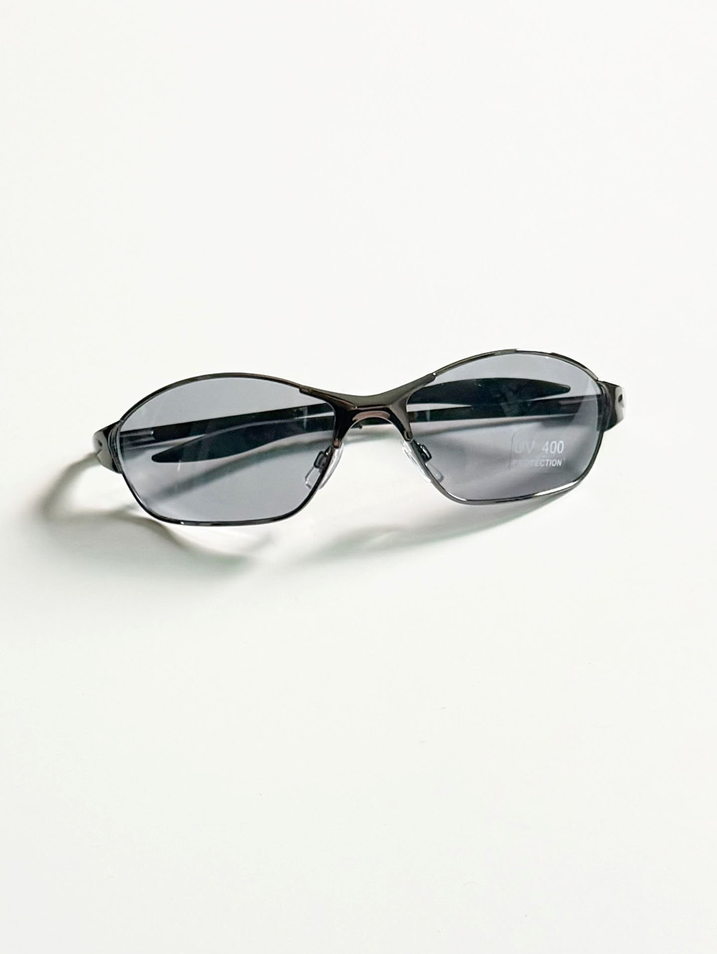 Gunmetal Wraparound Slim Square Sunglasses
