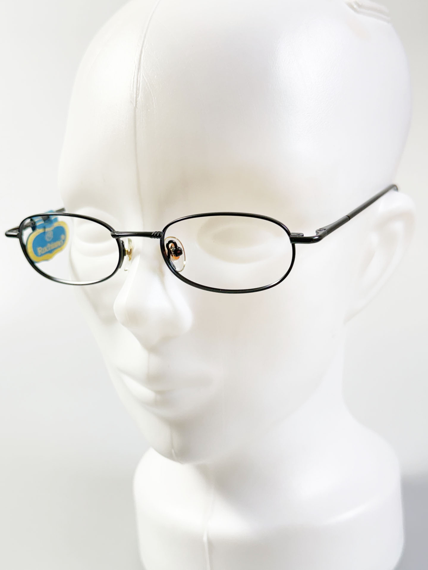 90's RUCHIANO Black Slim Oval Metal Frame Glasses