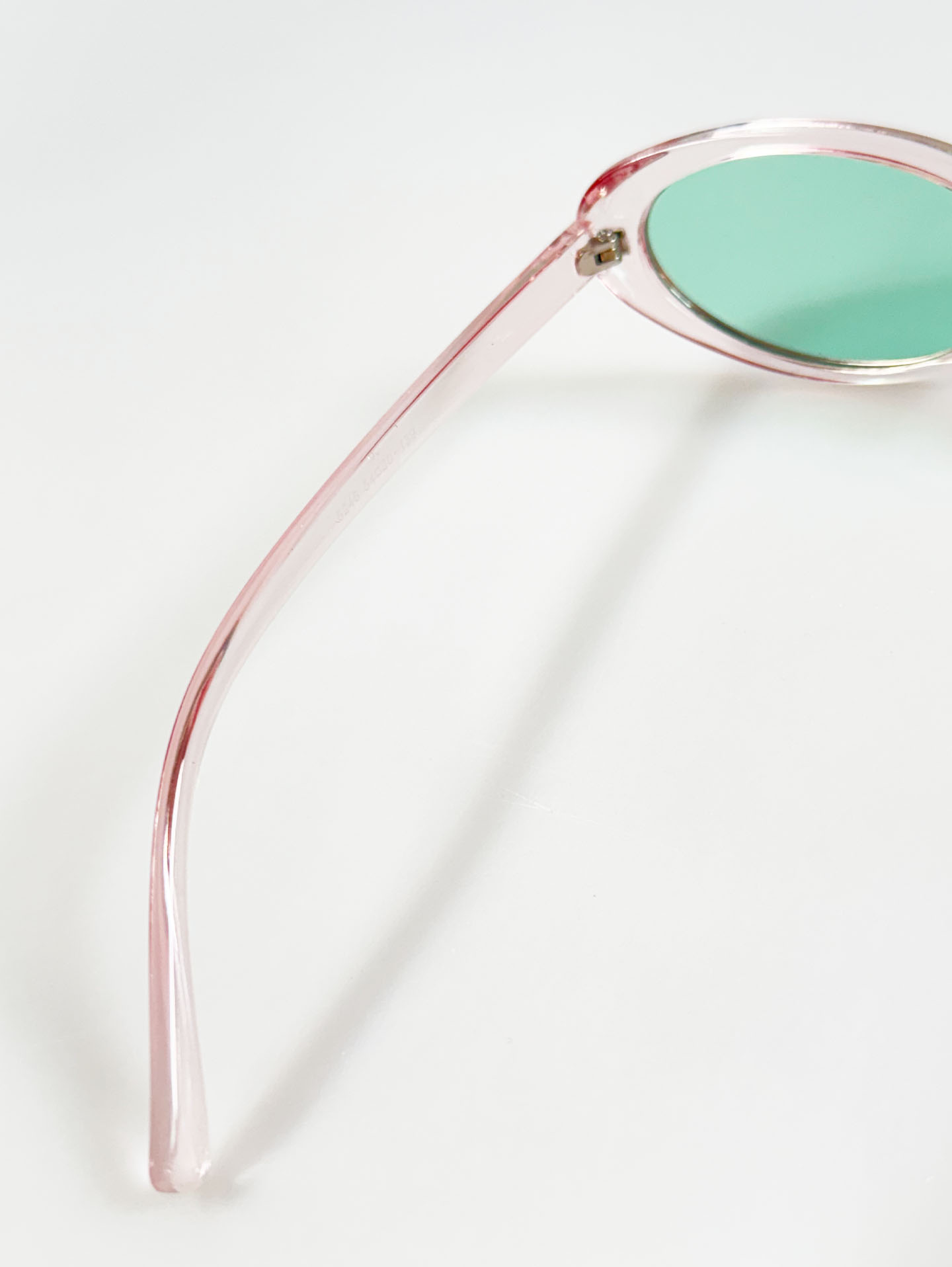 Clear Pink Oval Frame Green Tint Sunglasses