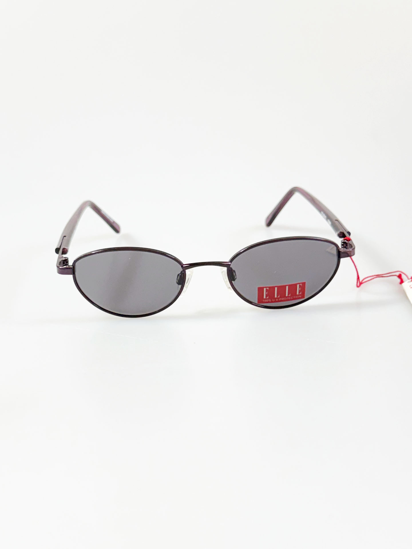 90s ELLE Violet Slim Oval Metal Frame Sunglasses