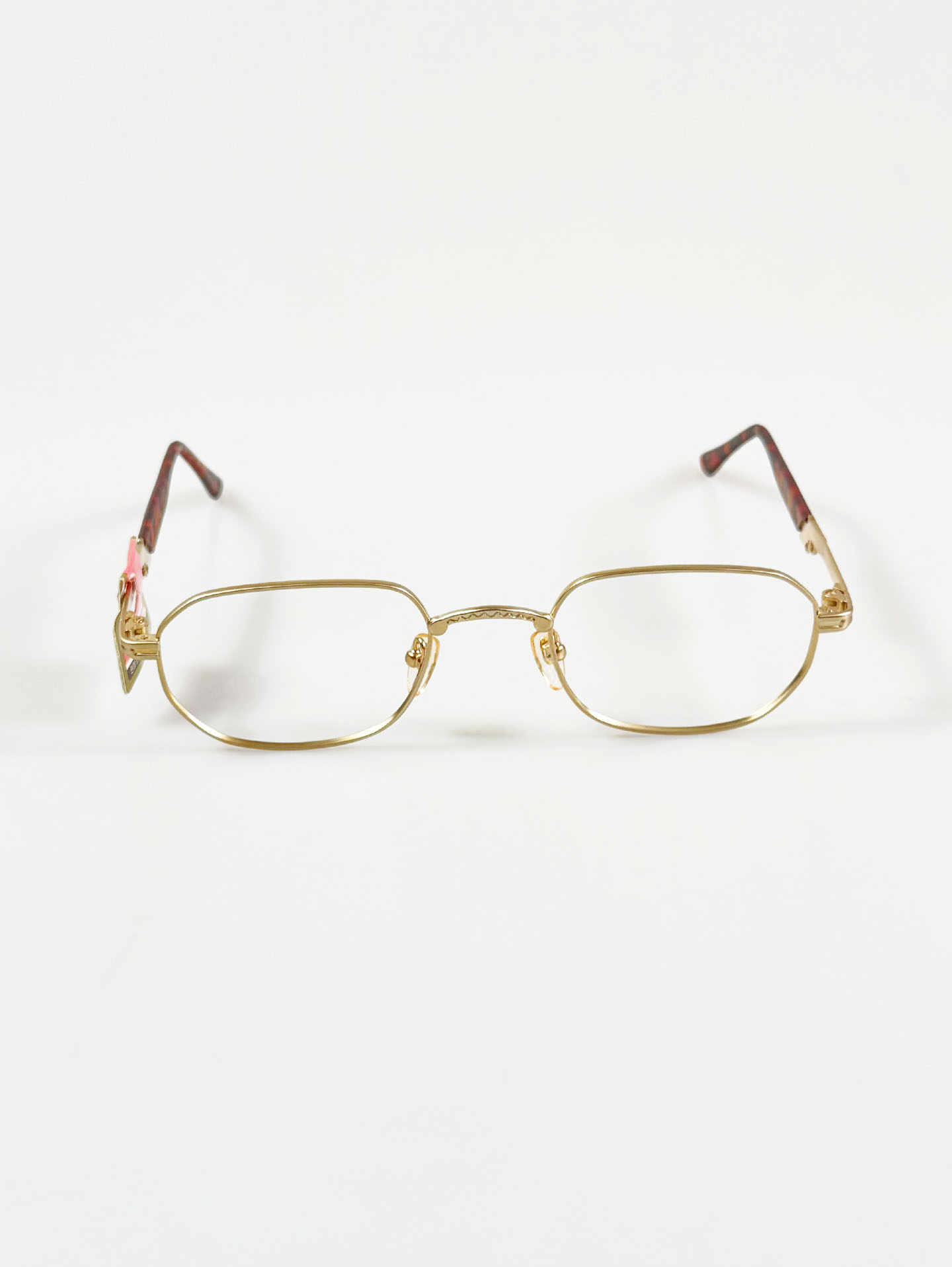 90's TORTOISE Gold Slim Square Metal Glasses