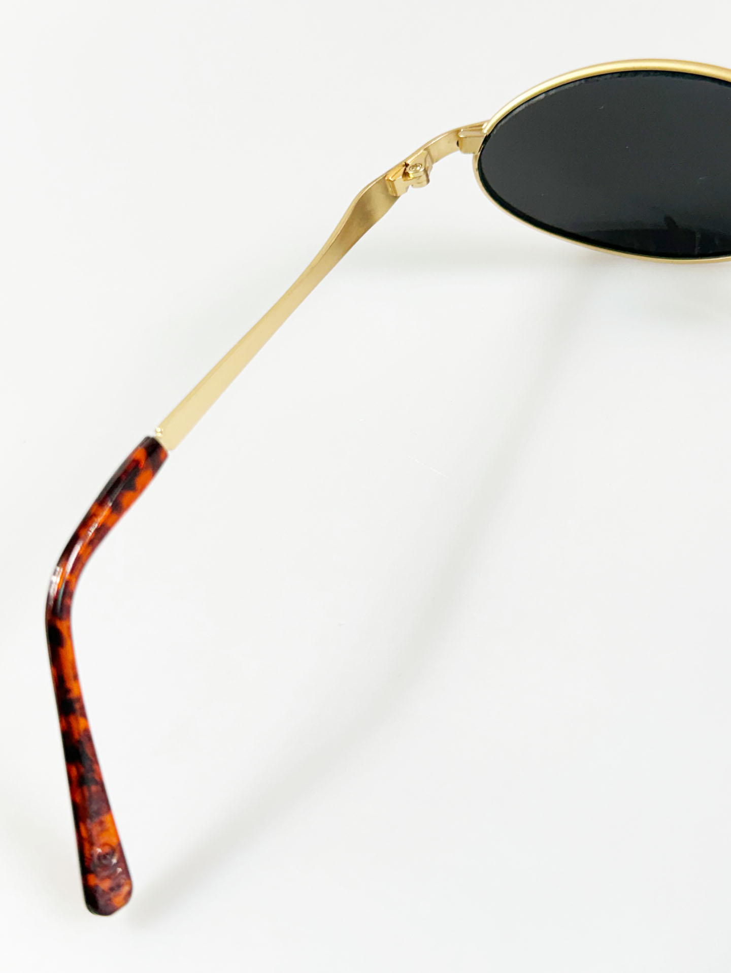 Gold Slim Oval Metal Sunglasses