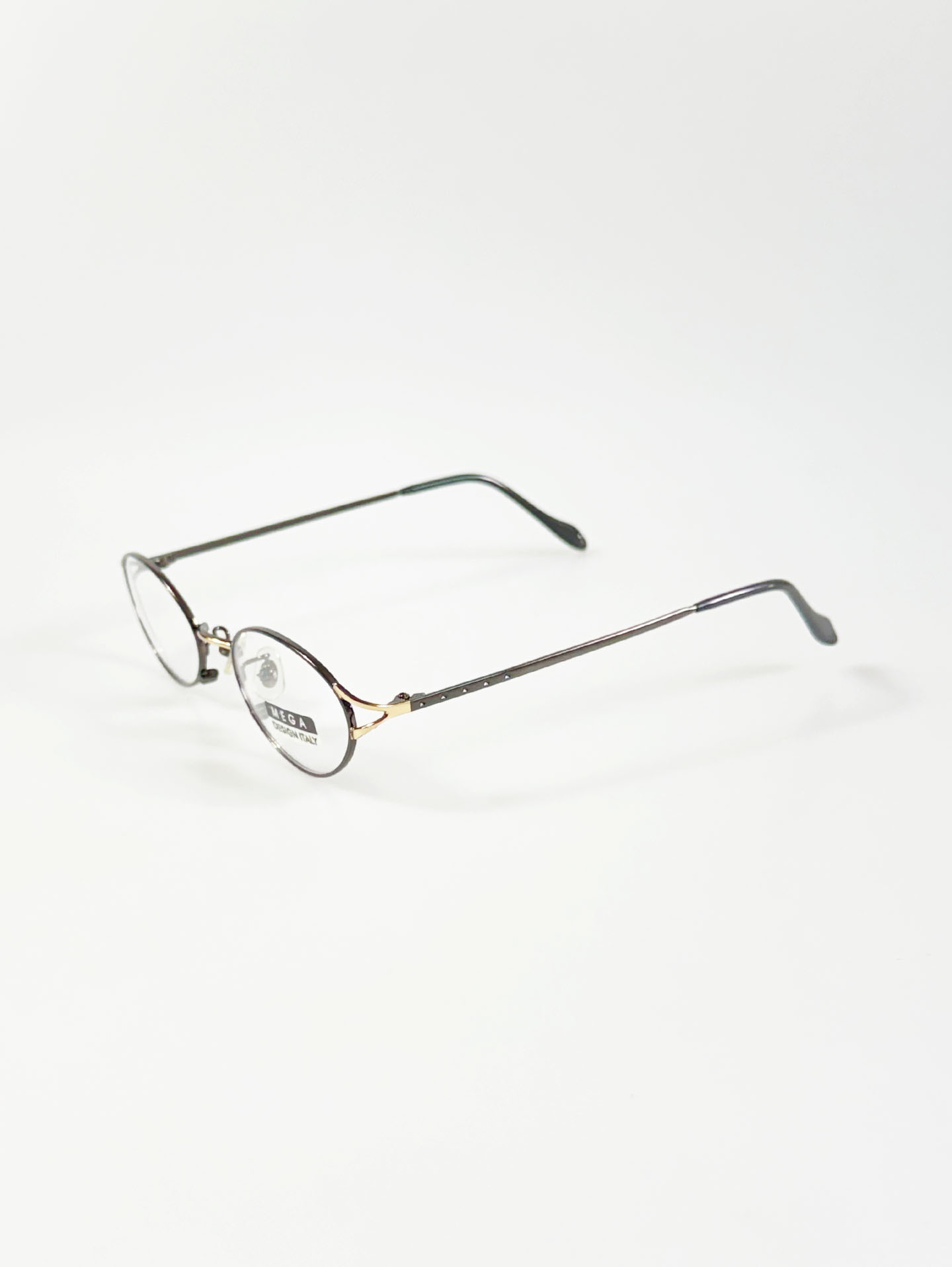 MEGA Black & Gold Slim Oval Metal Glasses
