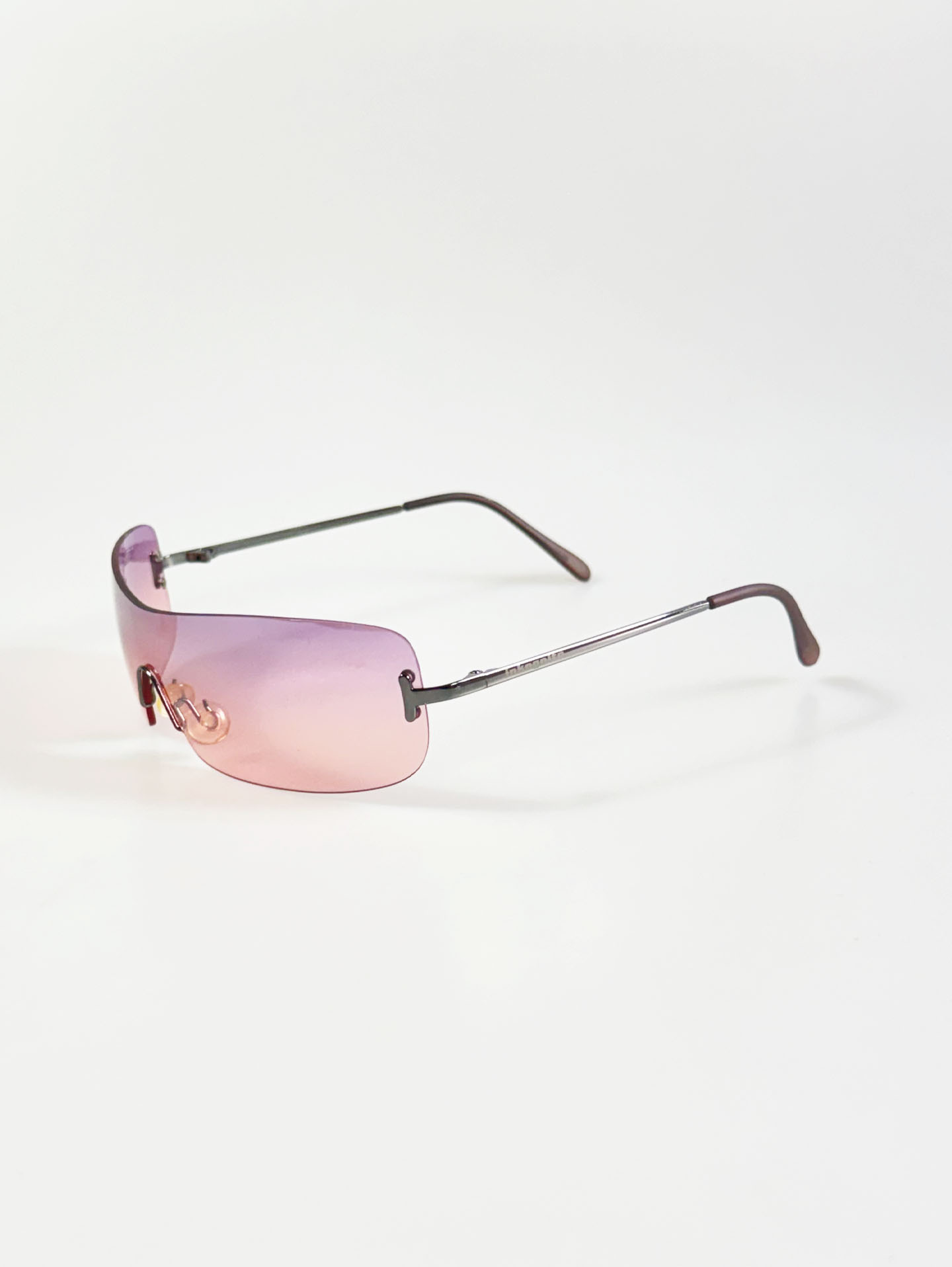Rimless Shield Goggle Wraparound Metal Tint Sunglasses