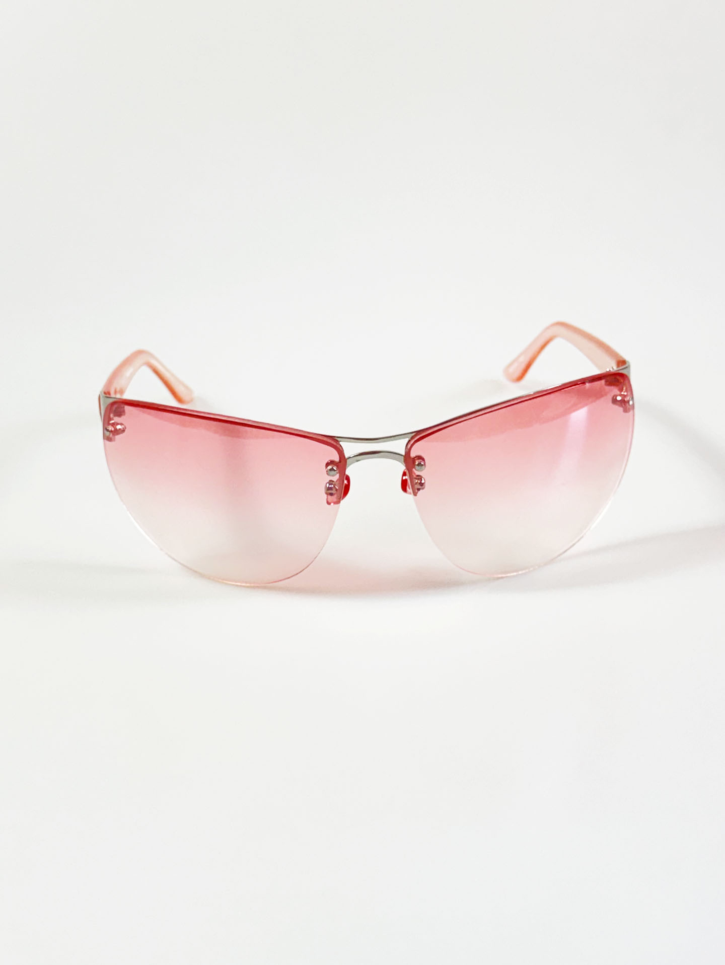 Rimless Shield Square Pink Gradient Tinted Sunglasses