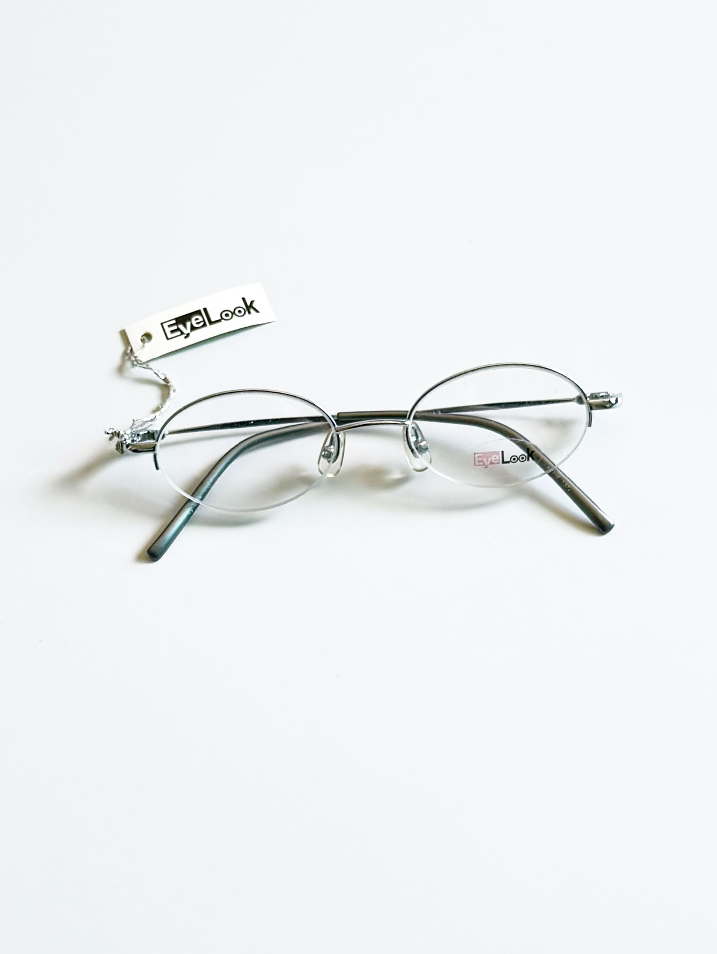 EyeLook Slim Silver Half-Rim Metal Oval Frame Glasses