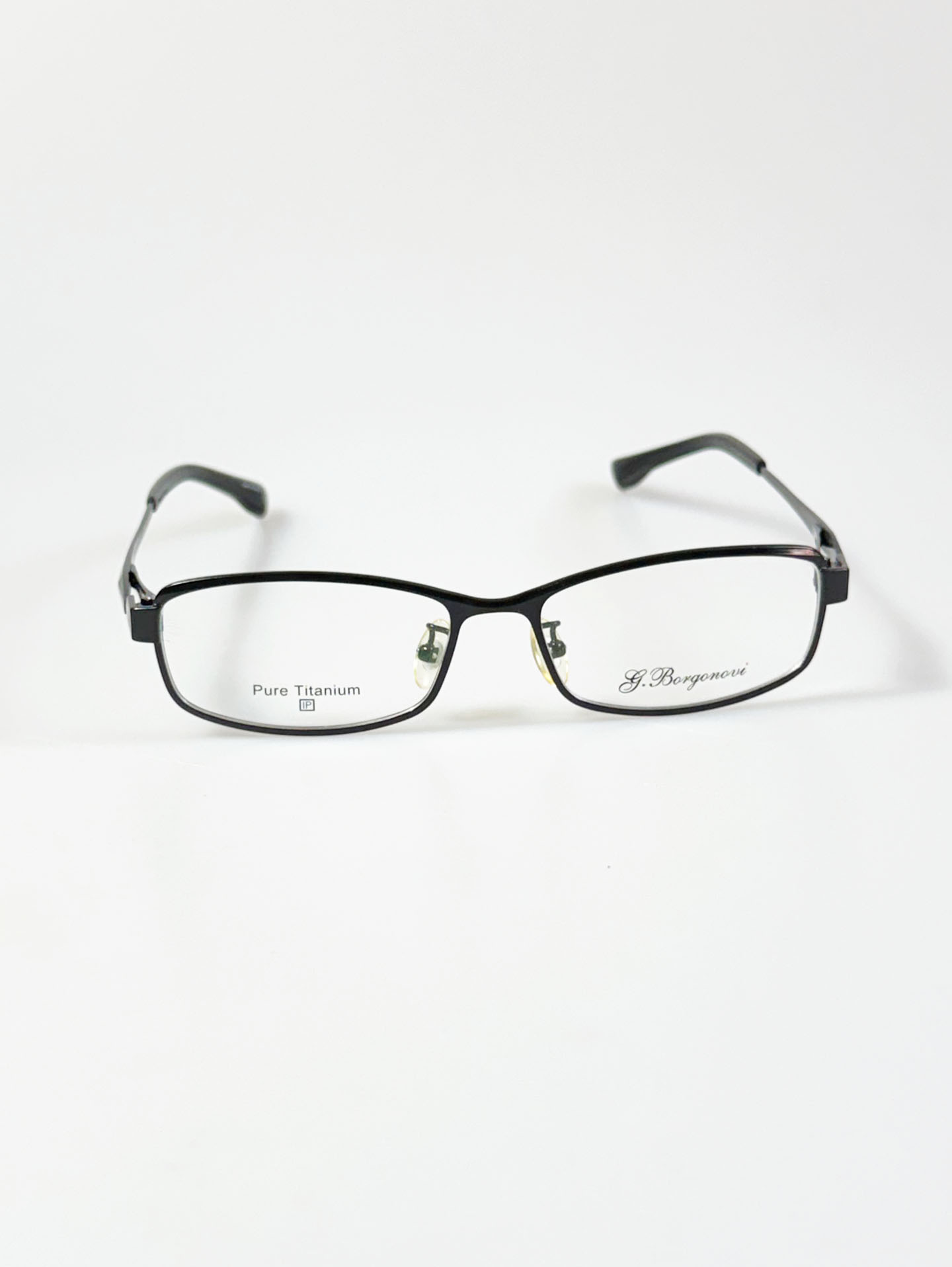 G. Borgonovi Black Pure Titanium Slim Square Frame Glasses