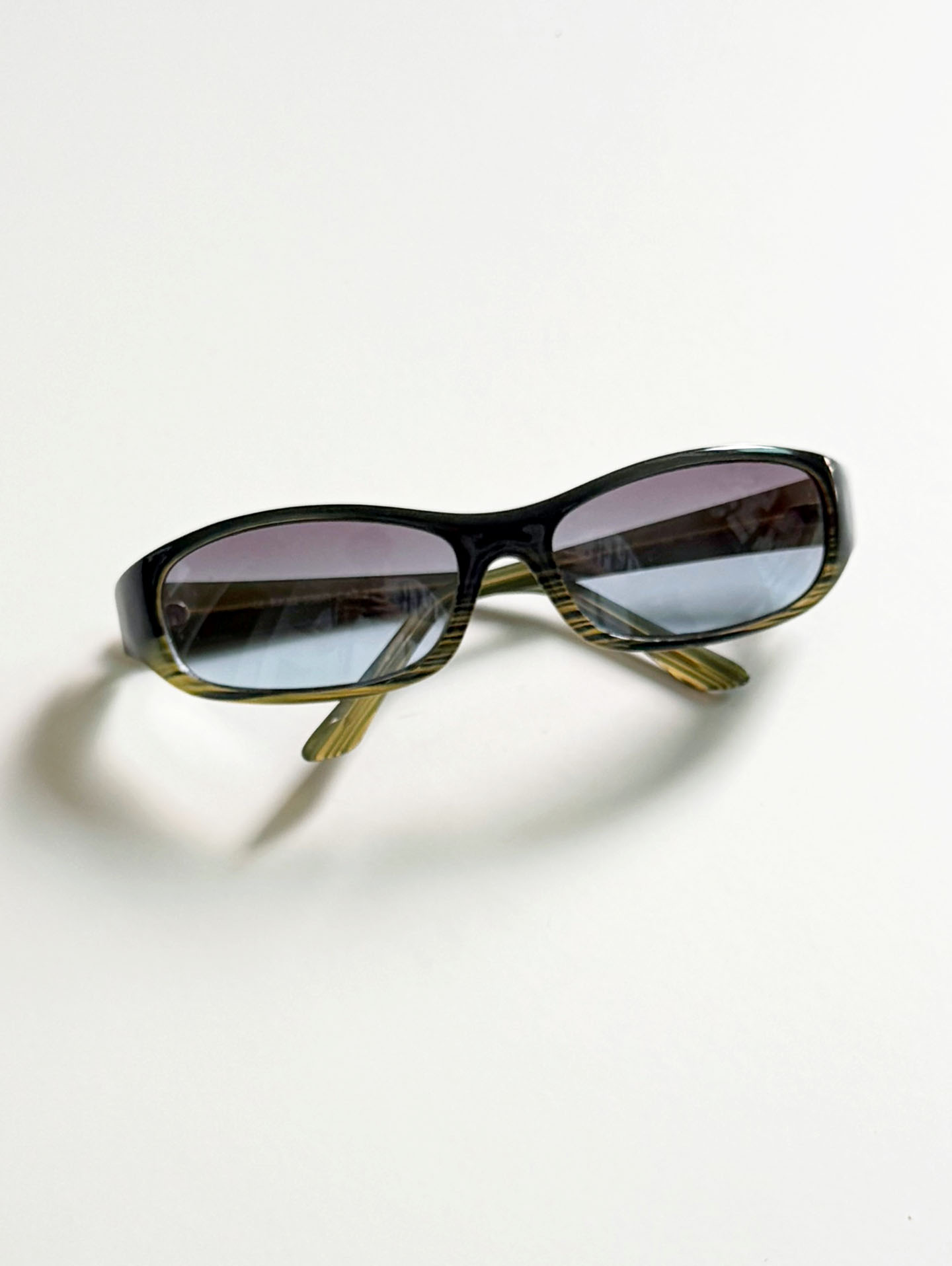 Olive Green Bold Wraparound Square Frame Sunglasses