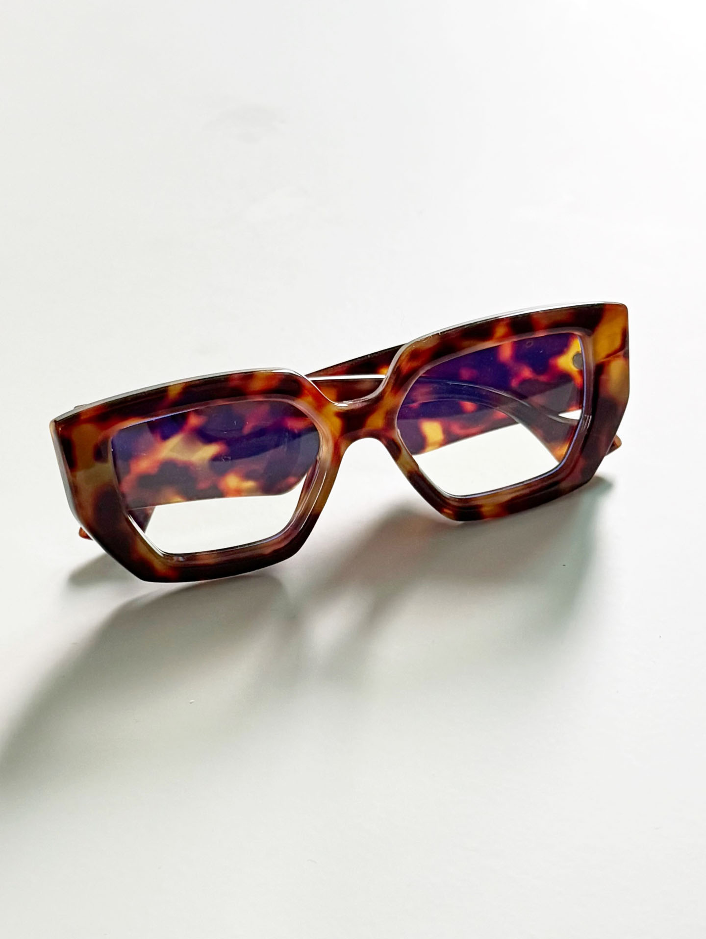 Tortoiseshell Oversized Bold Square Clear Lens Sunglasses