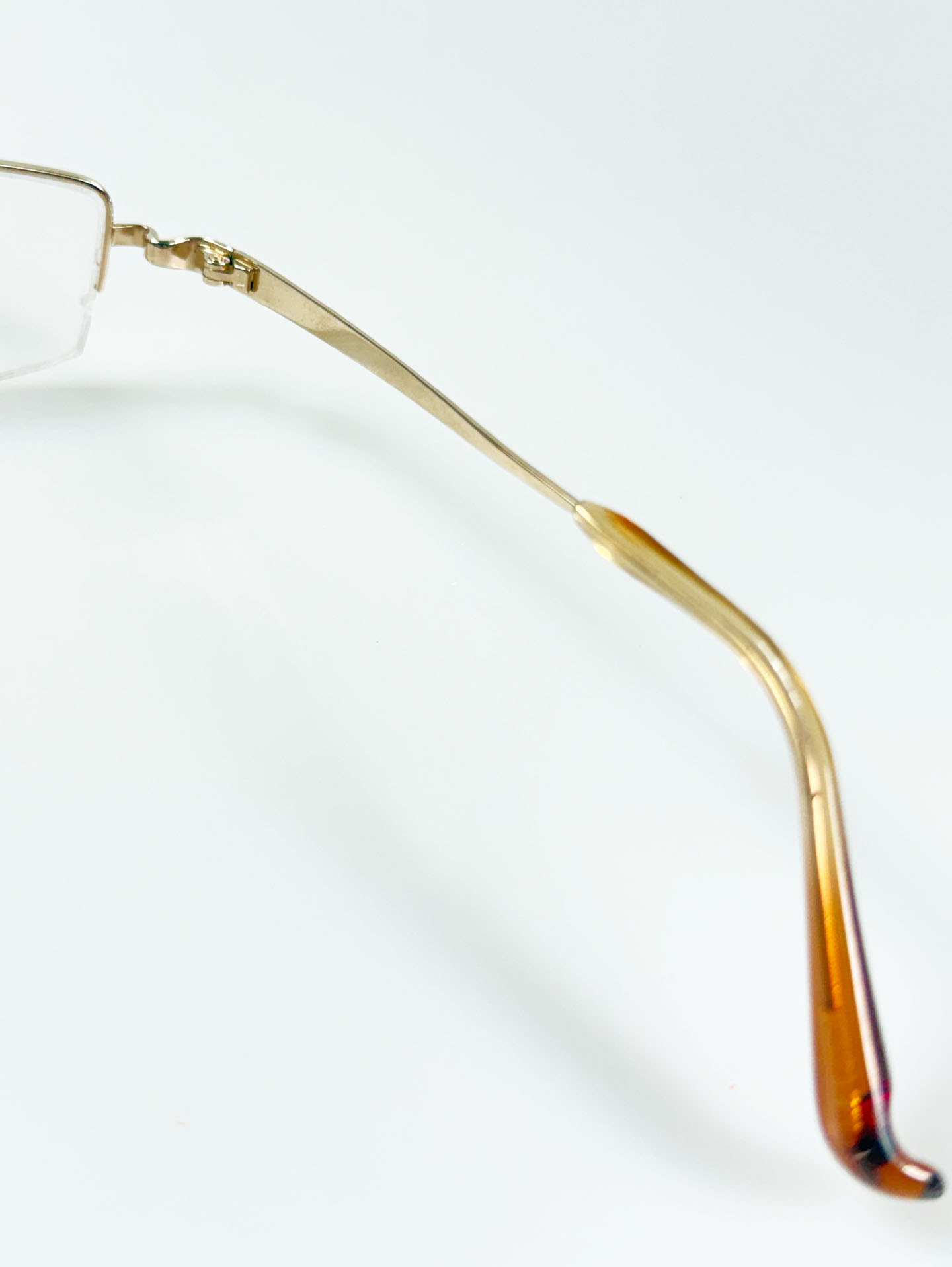 R&B EYEWEAR Gold Square Semi-Rimless Metal Frame Glasses